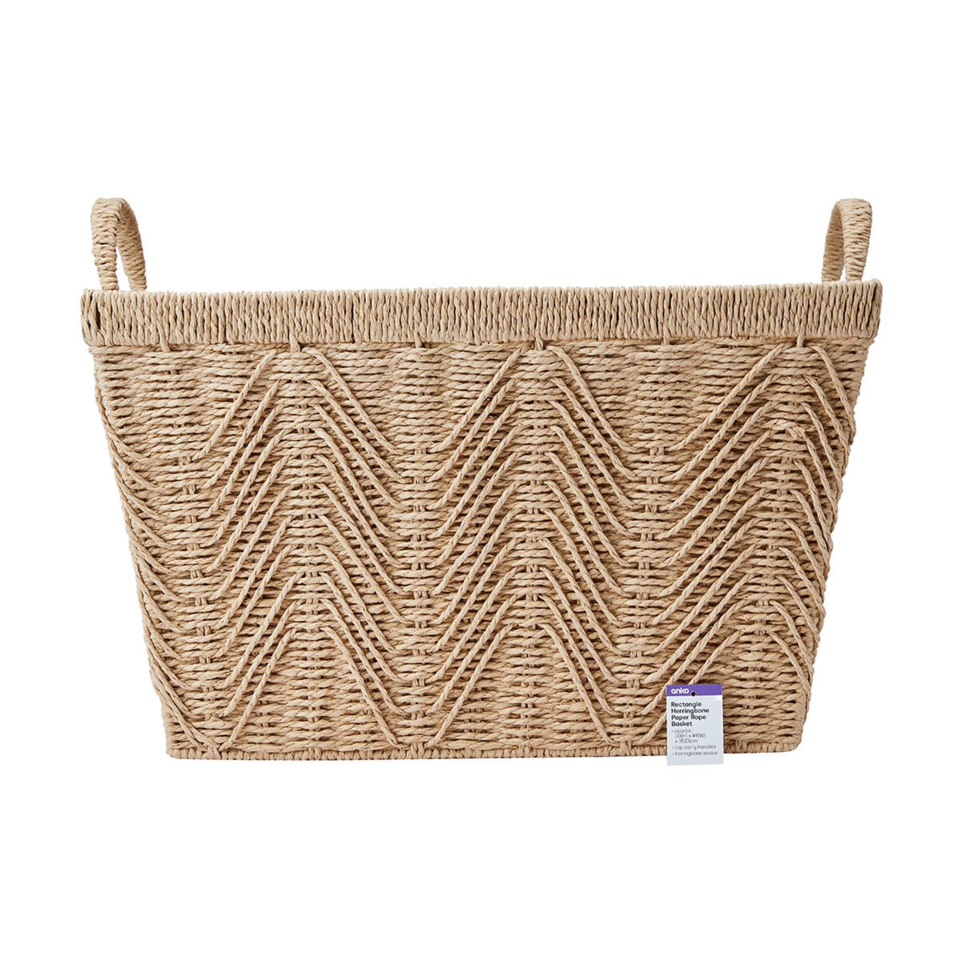 Rectangle Herringbone Paper Rope Basket Natural Kmart