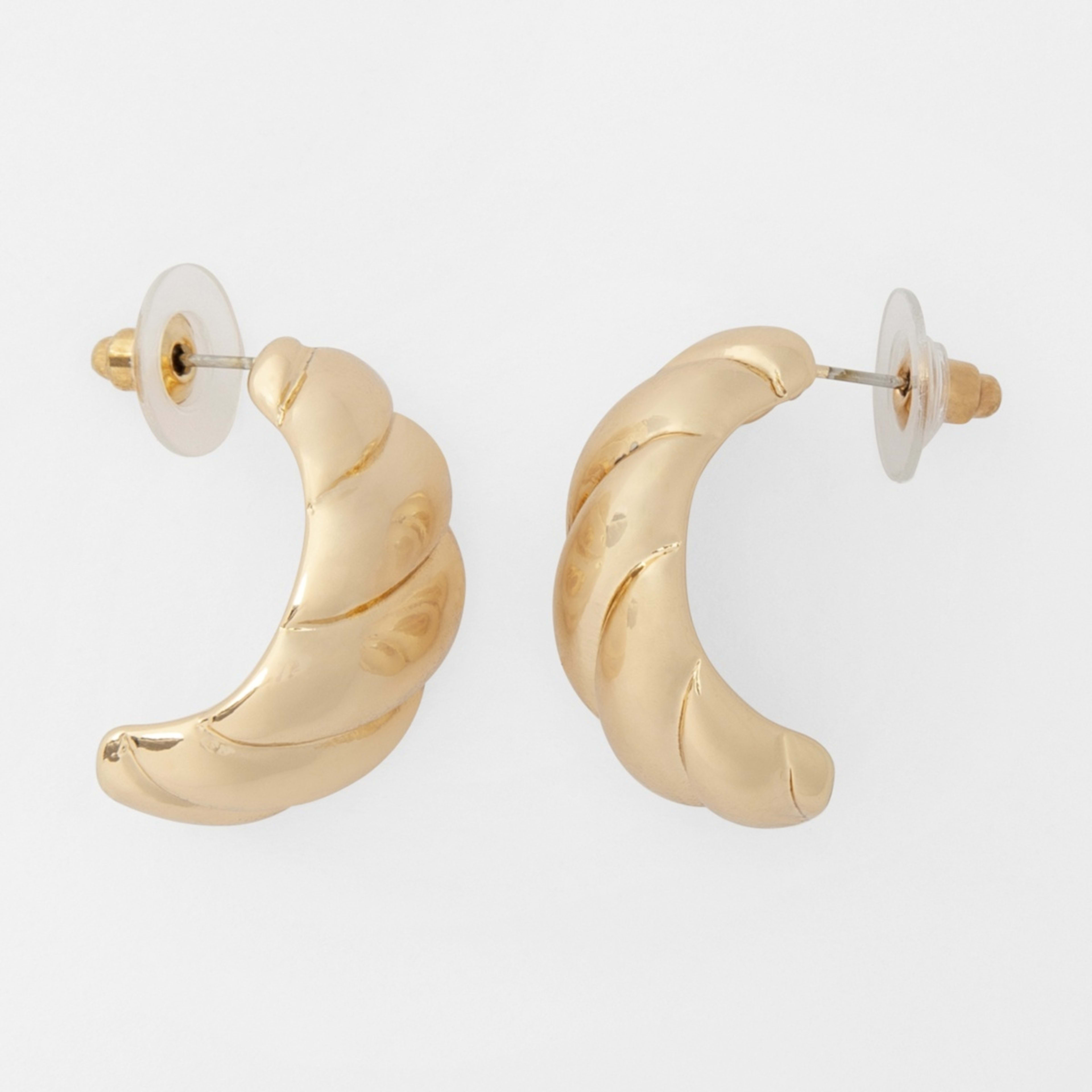 1 Croissant Teardrop Earrings - Gold Tone