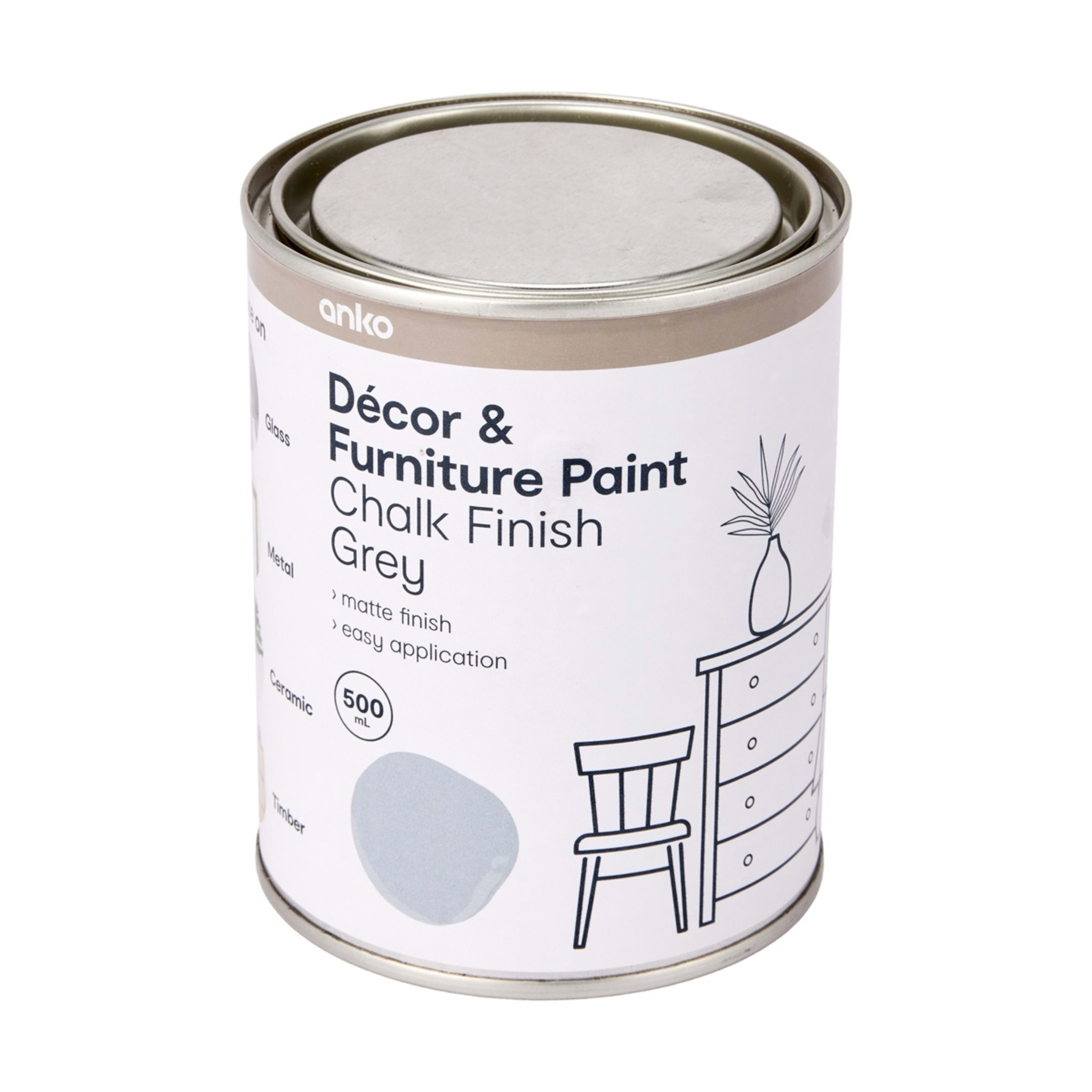 2 Decor and Furniture Paint - Chalk Finish Grey, 2 of 6