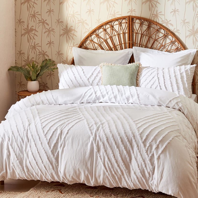 Tarni Cotton Quilt Cover Set Double Bed, White Kmart