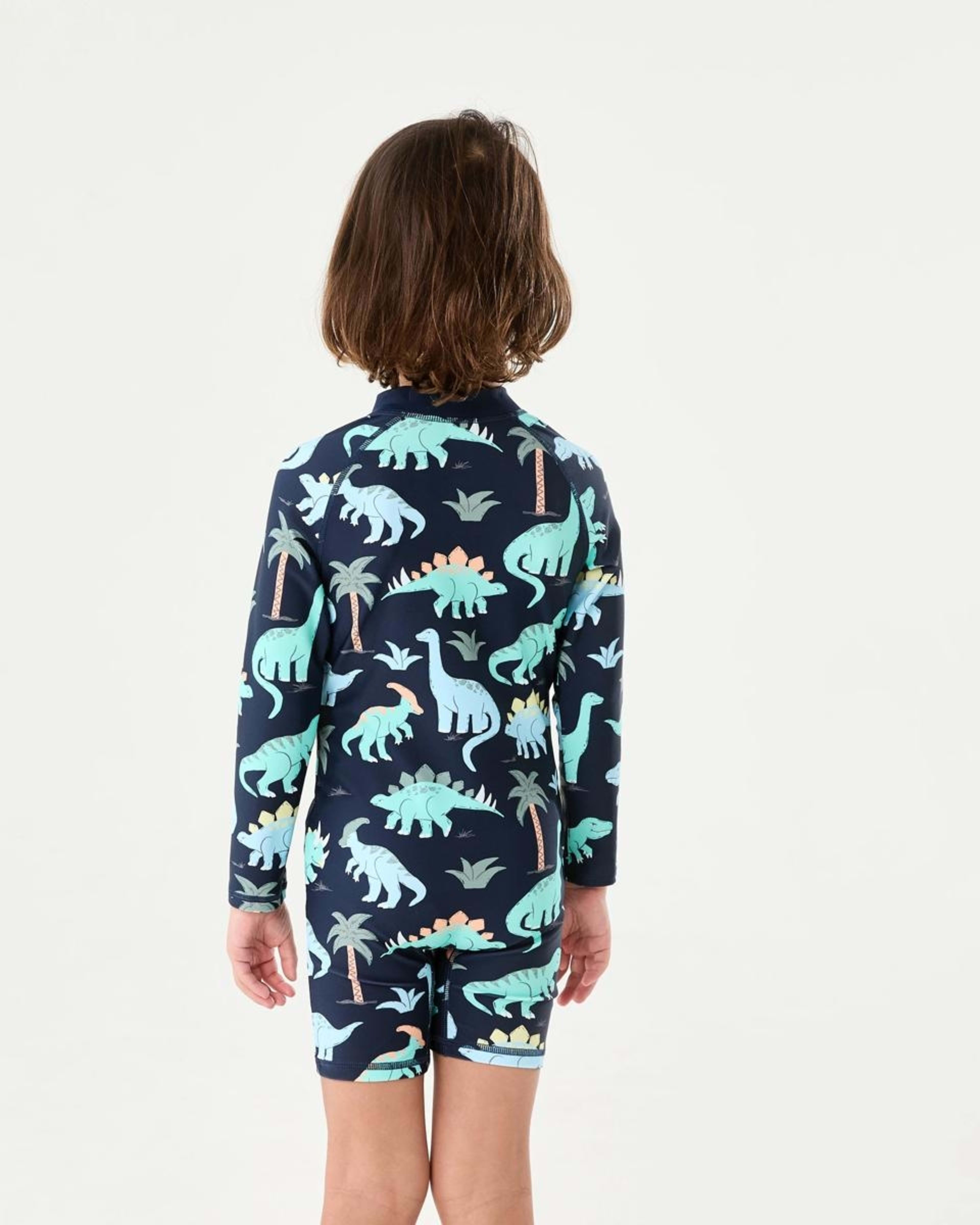 2 Long Sleeve Swimsuit DINO SCRIBBLE DRESS BLUE, 2 of 7