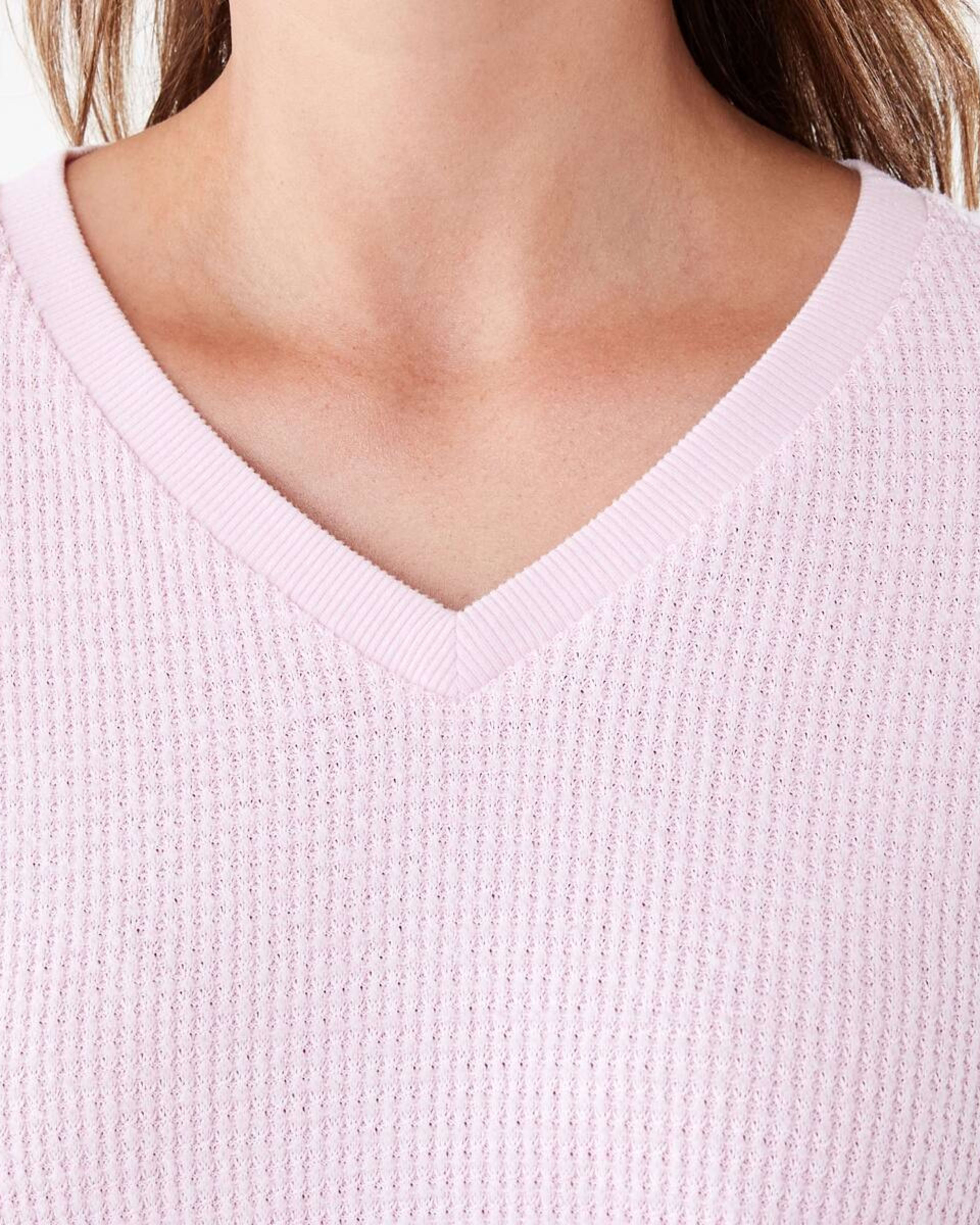 5 Waffle Long Sleeve Top and Pants Lounge Pyjama Set Pink Marle, 5 of 7