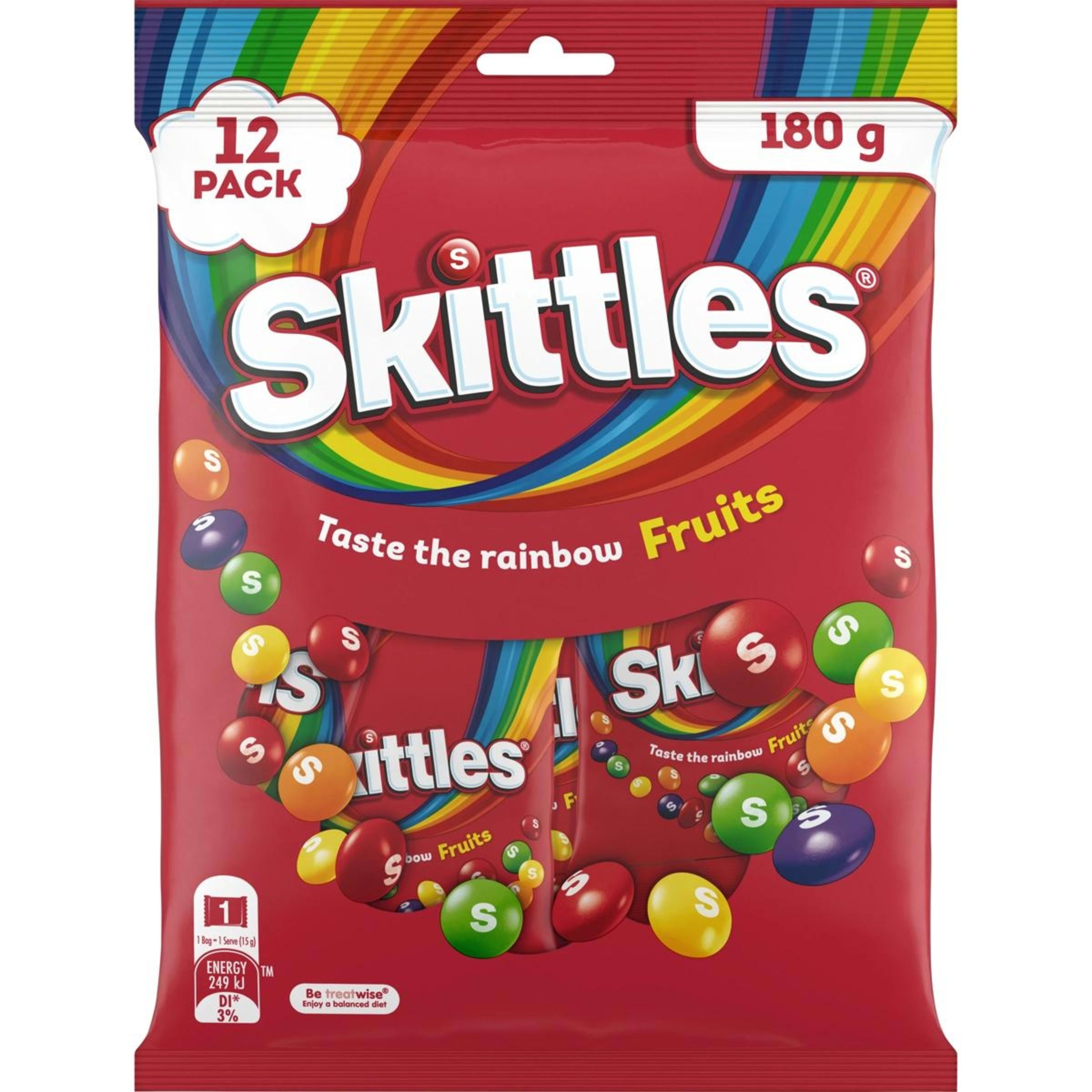 1 12 Pieces Skittles Fruits Chewy Lollies Party Share Bag 180g