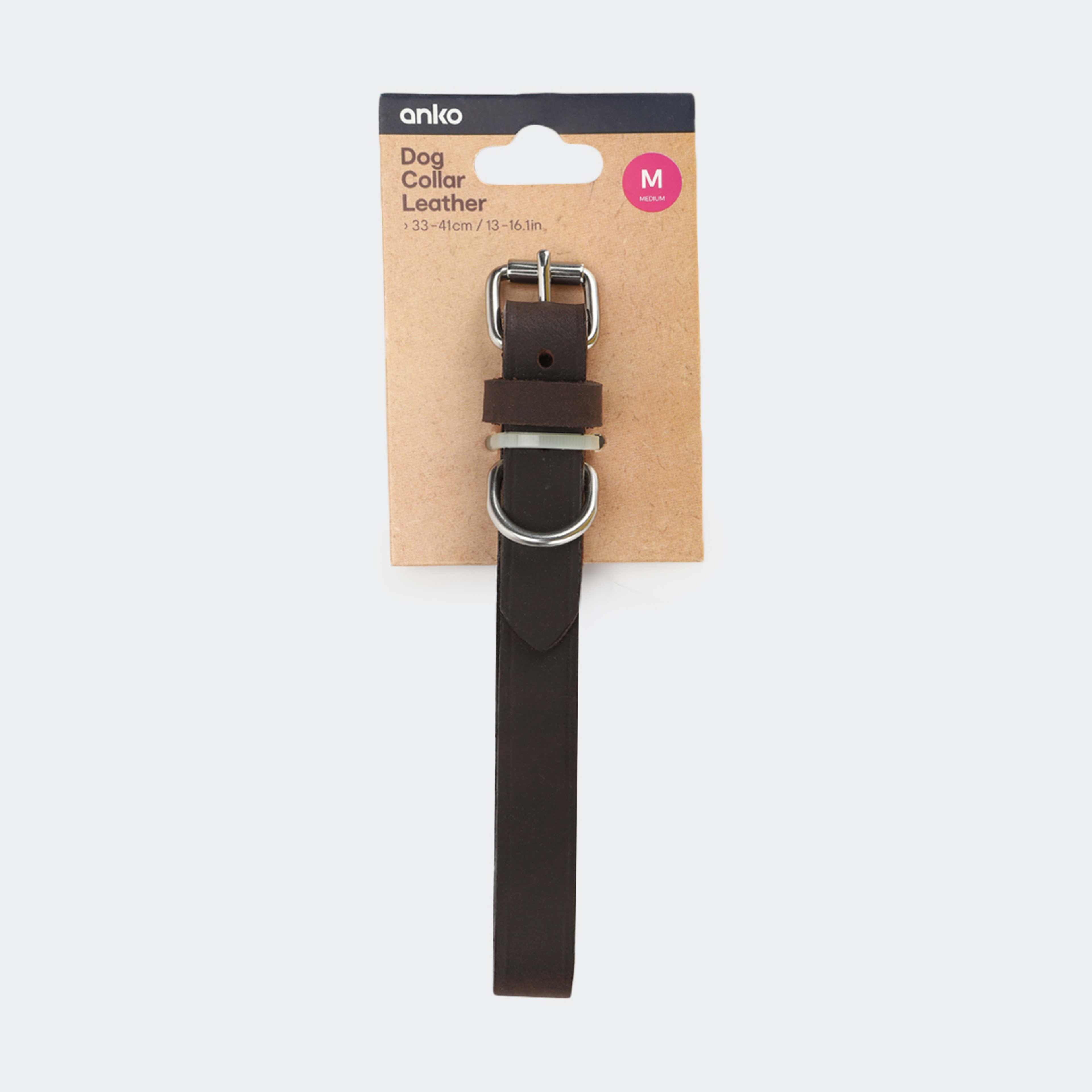 Dog Collar Leather Medium Kmart