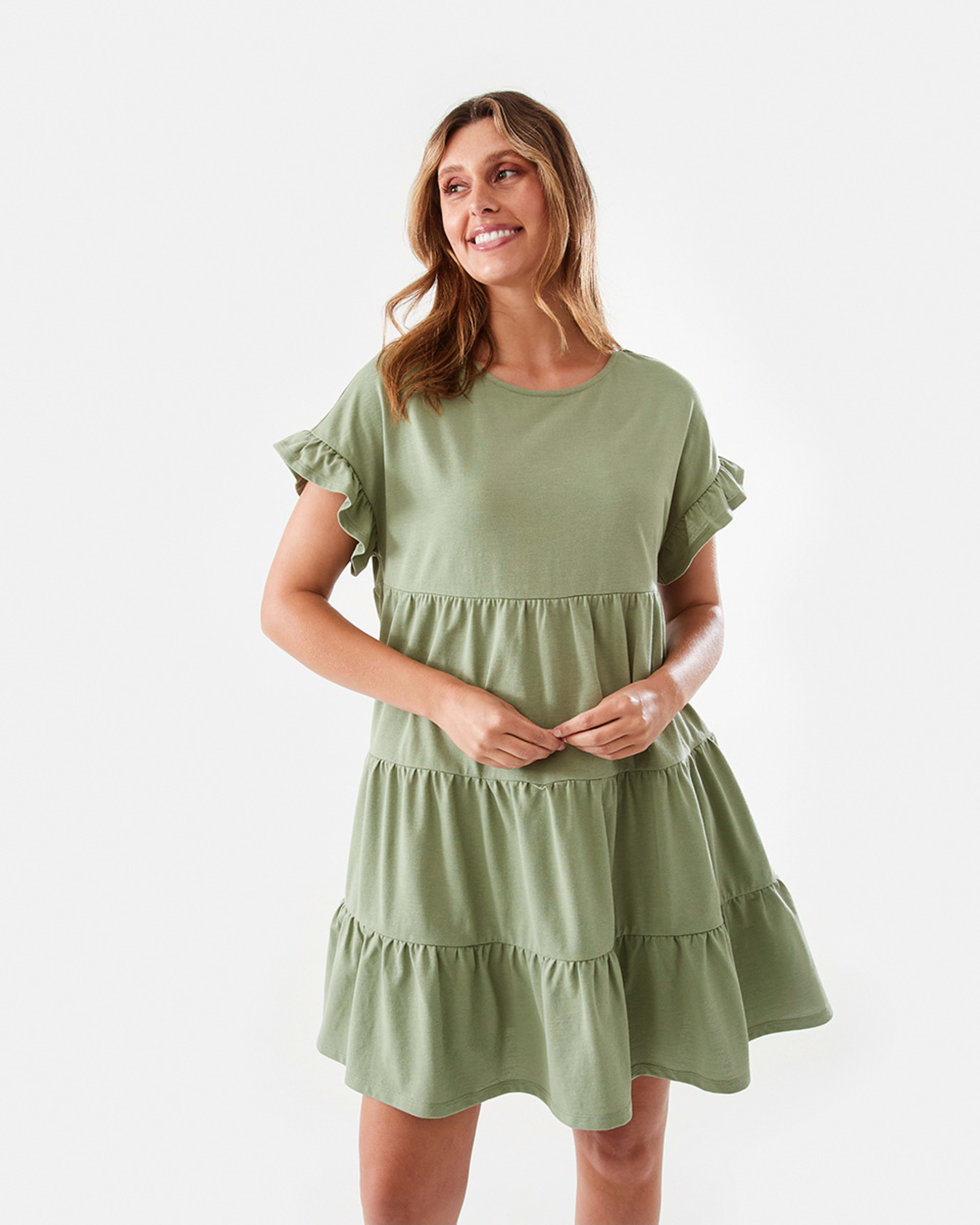 Short Sleeve Tiered Jersey Mini Dress - Kmart NZ
