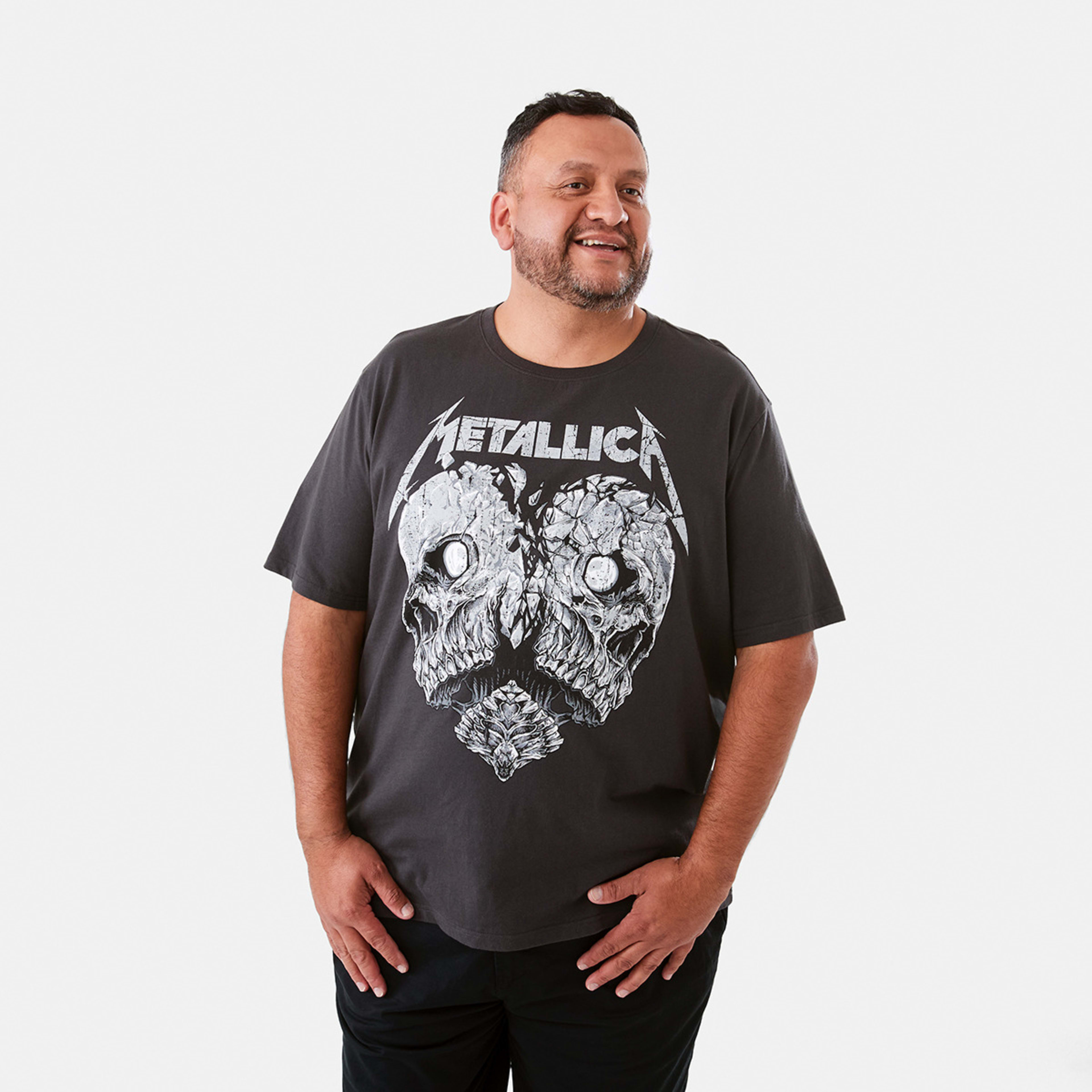 1 Men's Larger Size Metallica License T-shirt Grey, 1 of 5