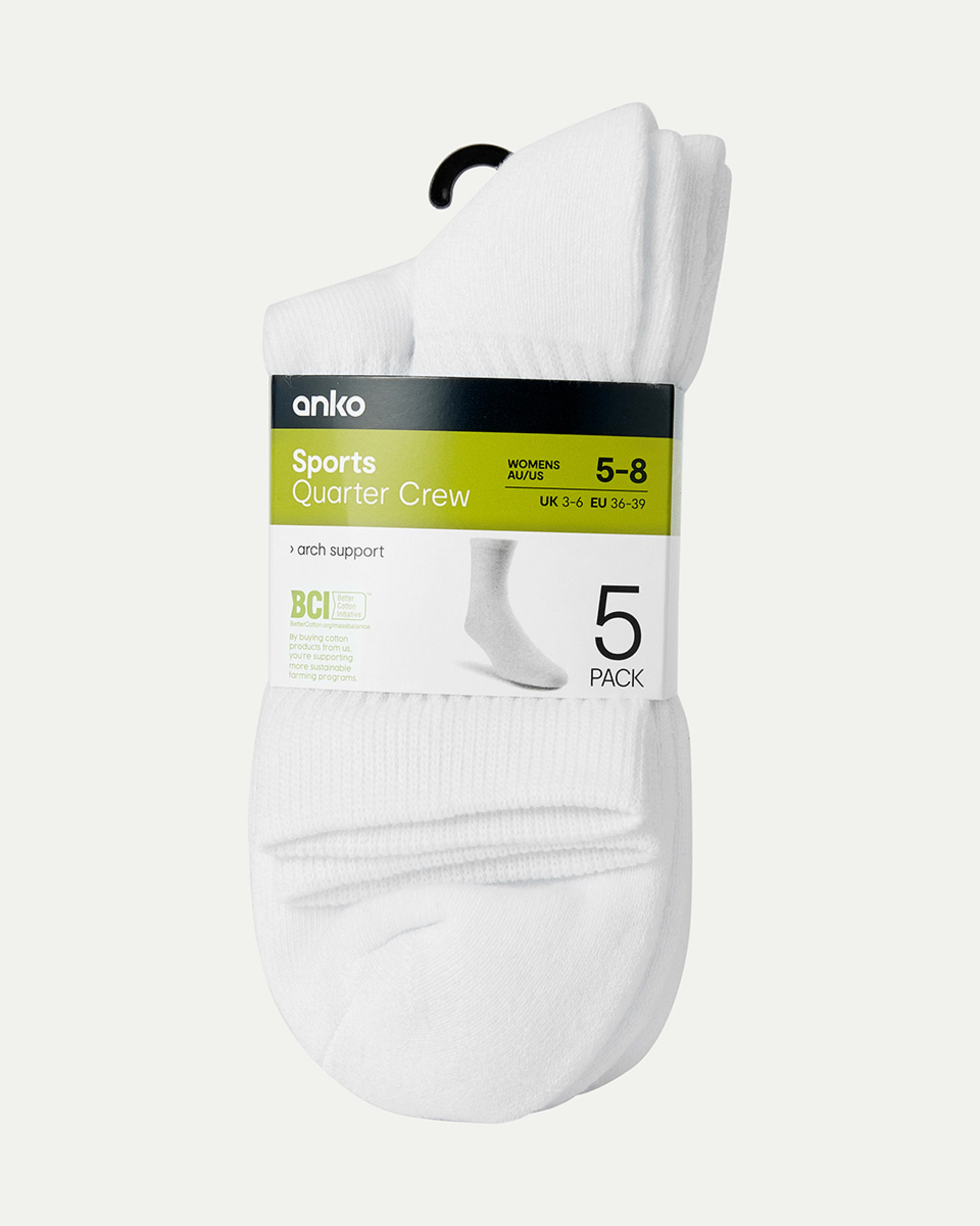 3 5 Pack Quarter Crew Socks WHITE, 3 of 3