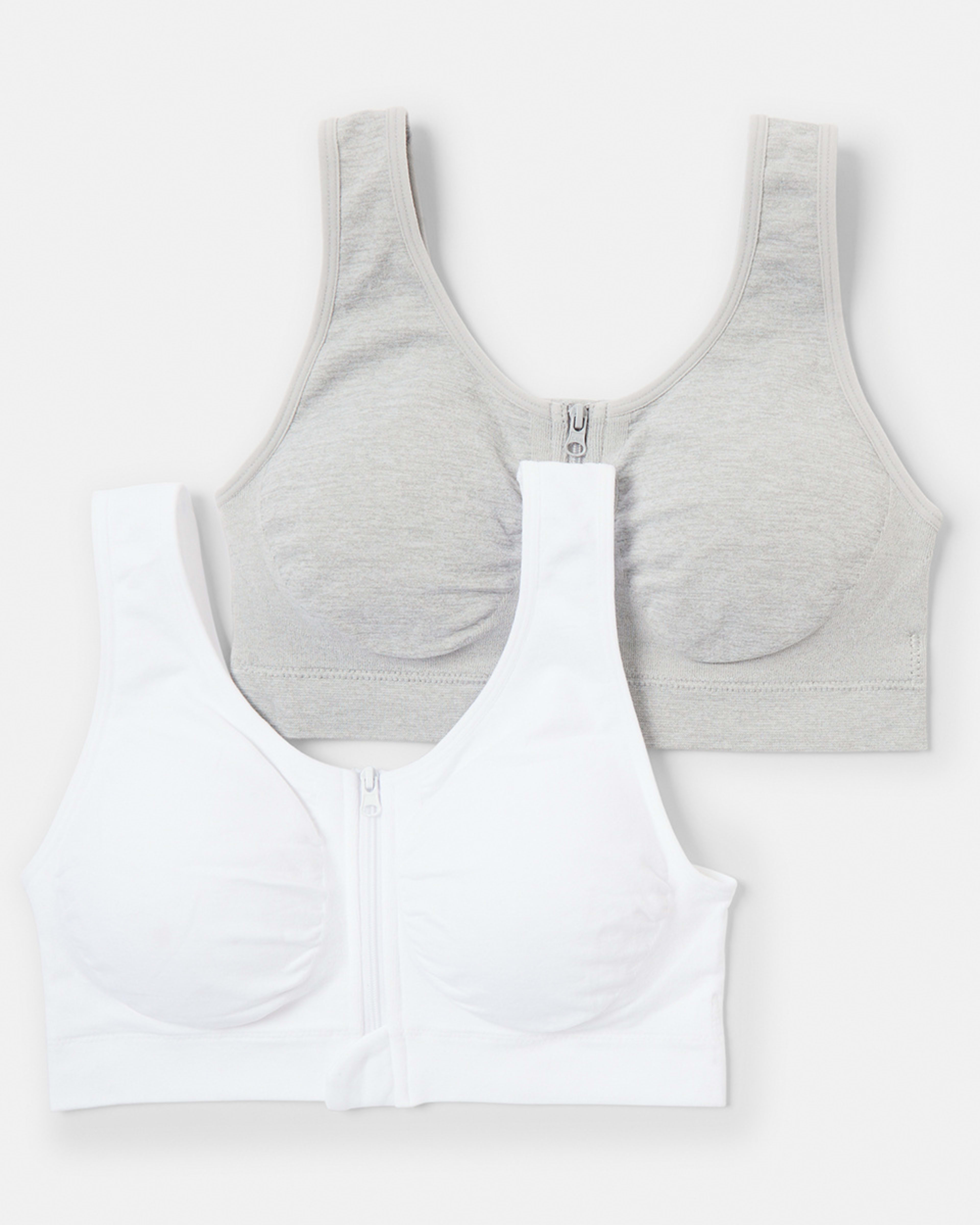 1 2 Pack Wirefree Post Surgery Crop WHITE, GREY MARLE, 1 of 8