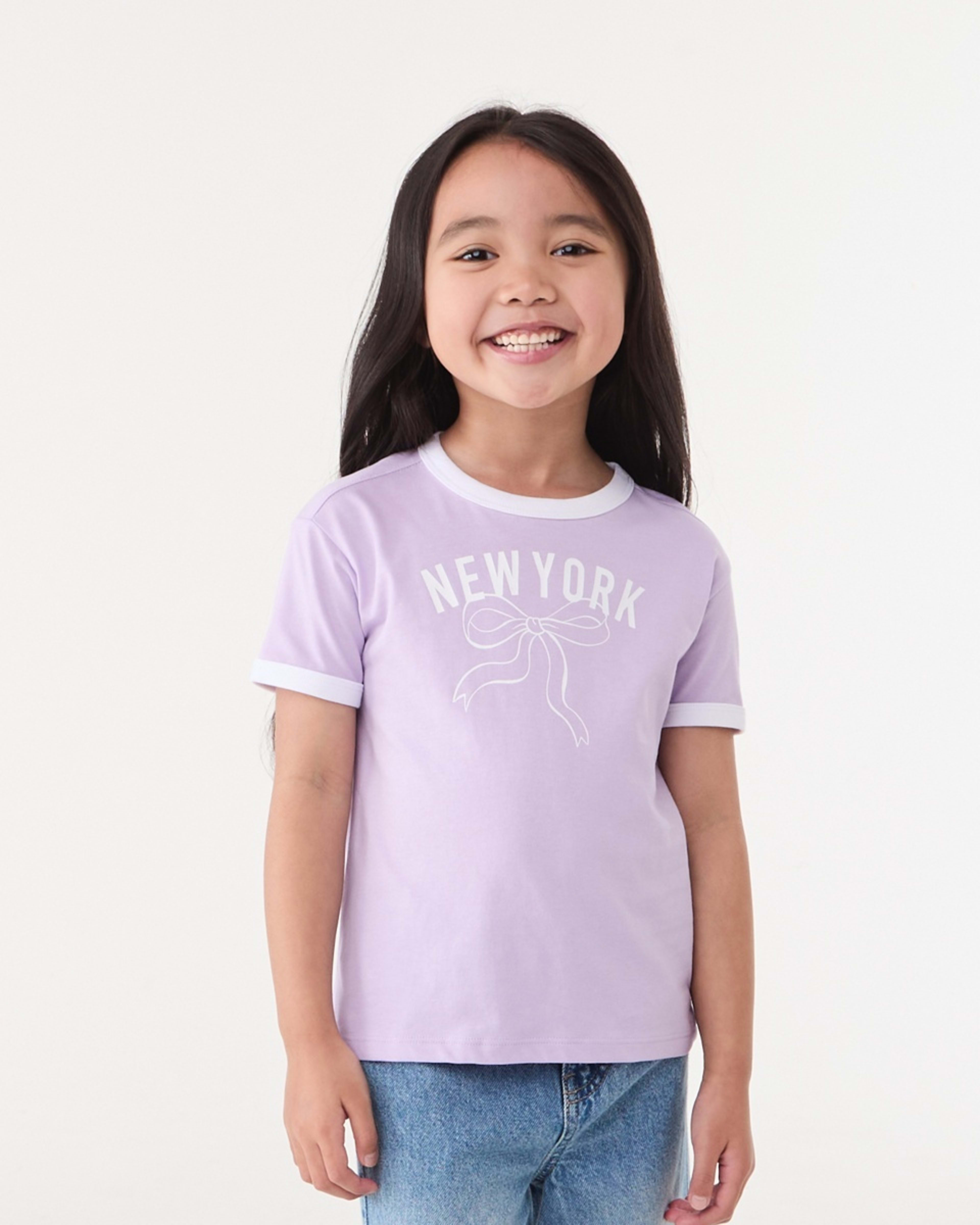 1 Ringer T-shirt NEW YORK BOW PASTEL LILAC