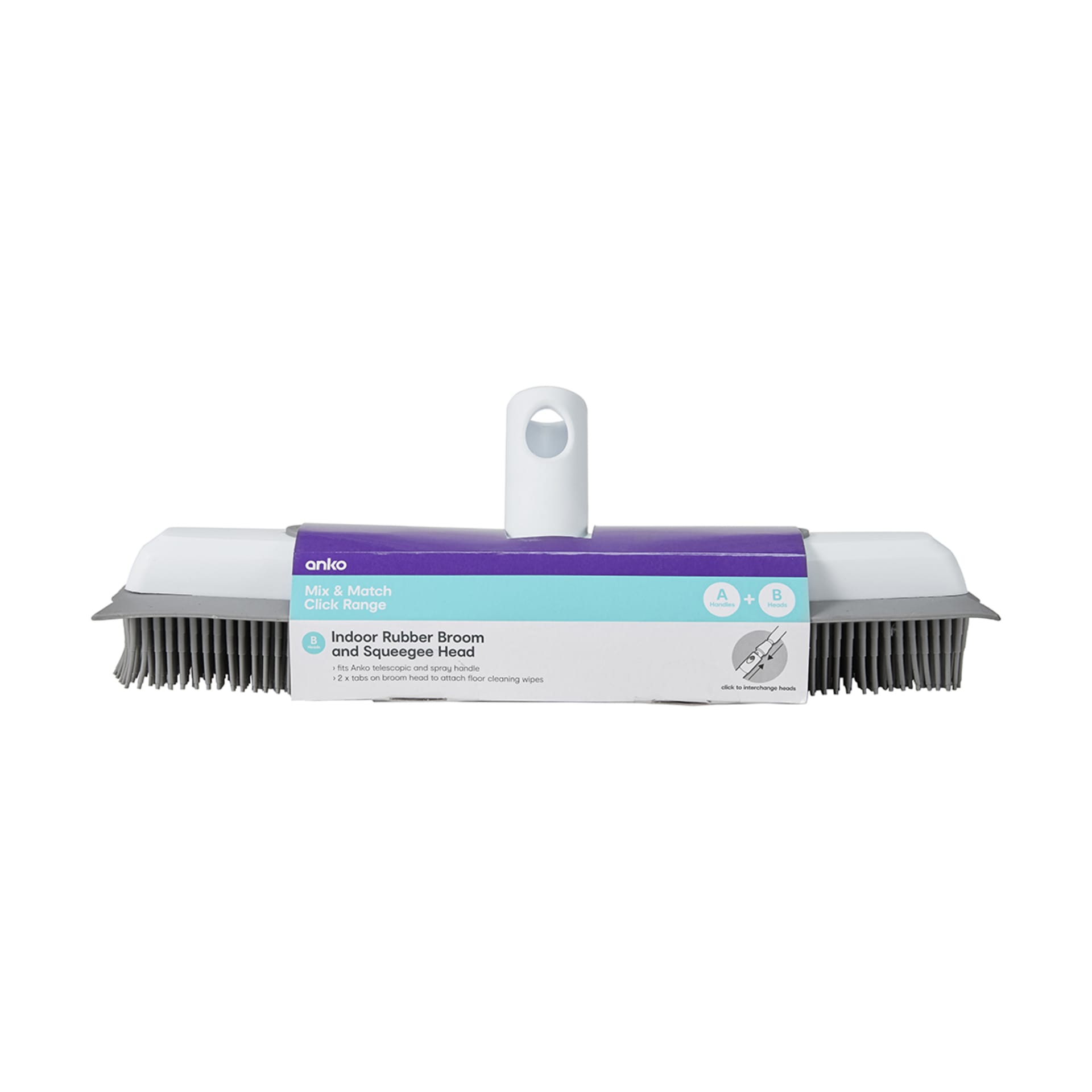 Indoor Rubber Broom and Squeegee Head Mix & Match Click Range Kmart