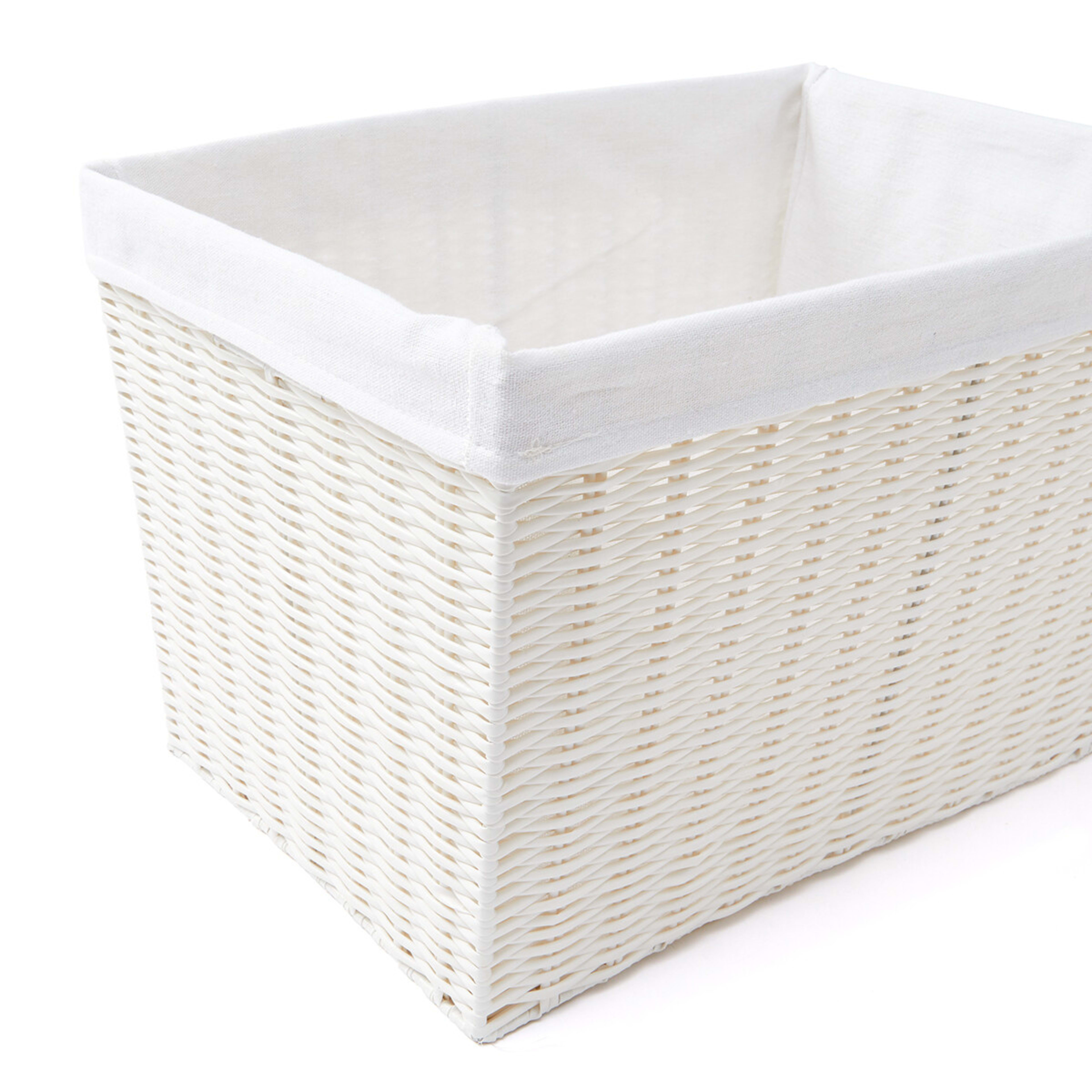 4 Rattan Look Basket with Liner - Large, White, 4 of 8