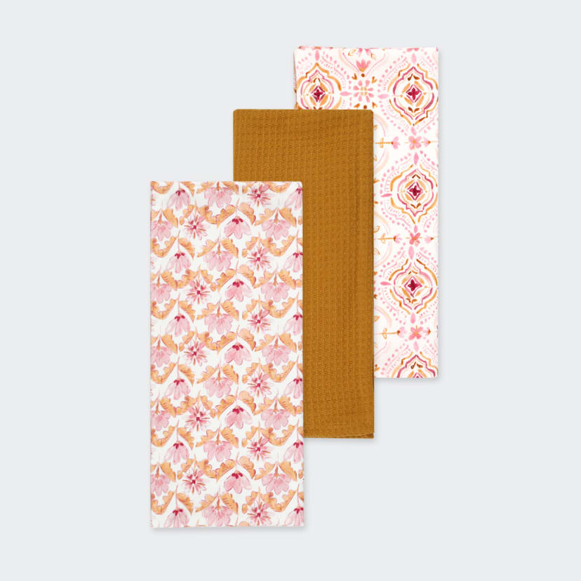 3 Pack Freya Print Tea Towels Kmart