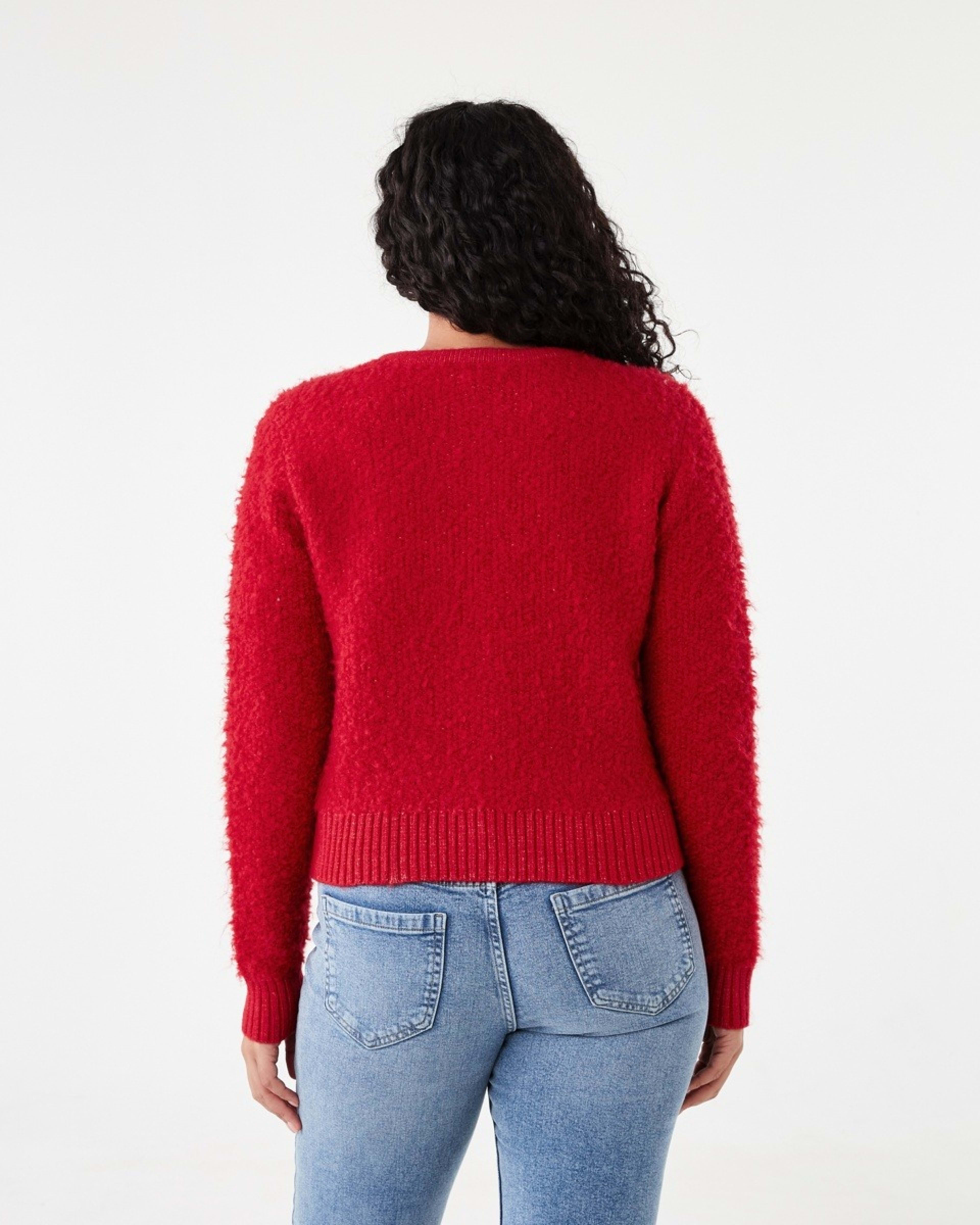 3 Pocket Textured Cardigan Cherry Red, 3 of 7