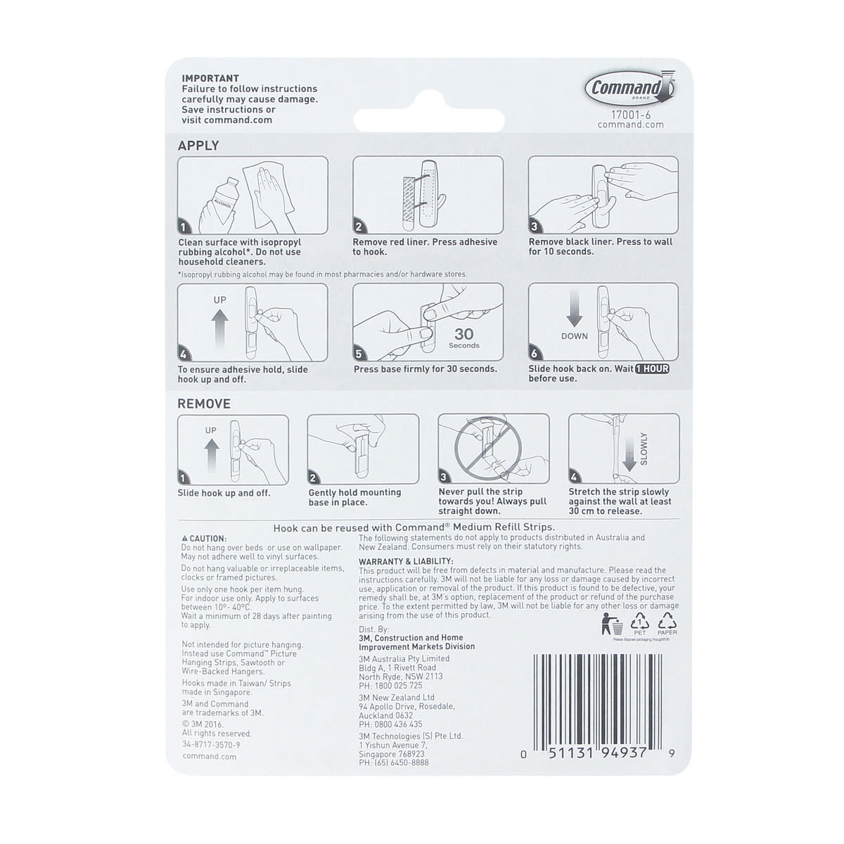 6 Pack Command Mounting Hooks - Medium - Kmart