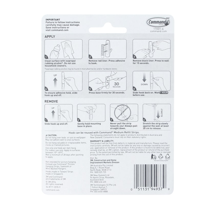 6 Pack Command Mounting Hooks Medium Kmart