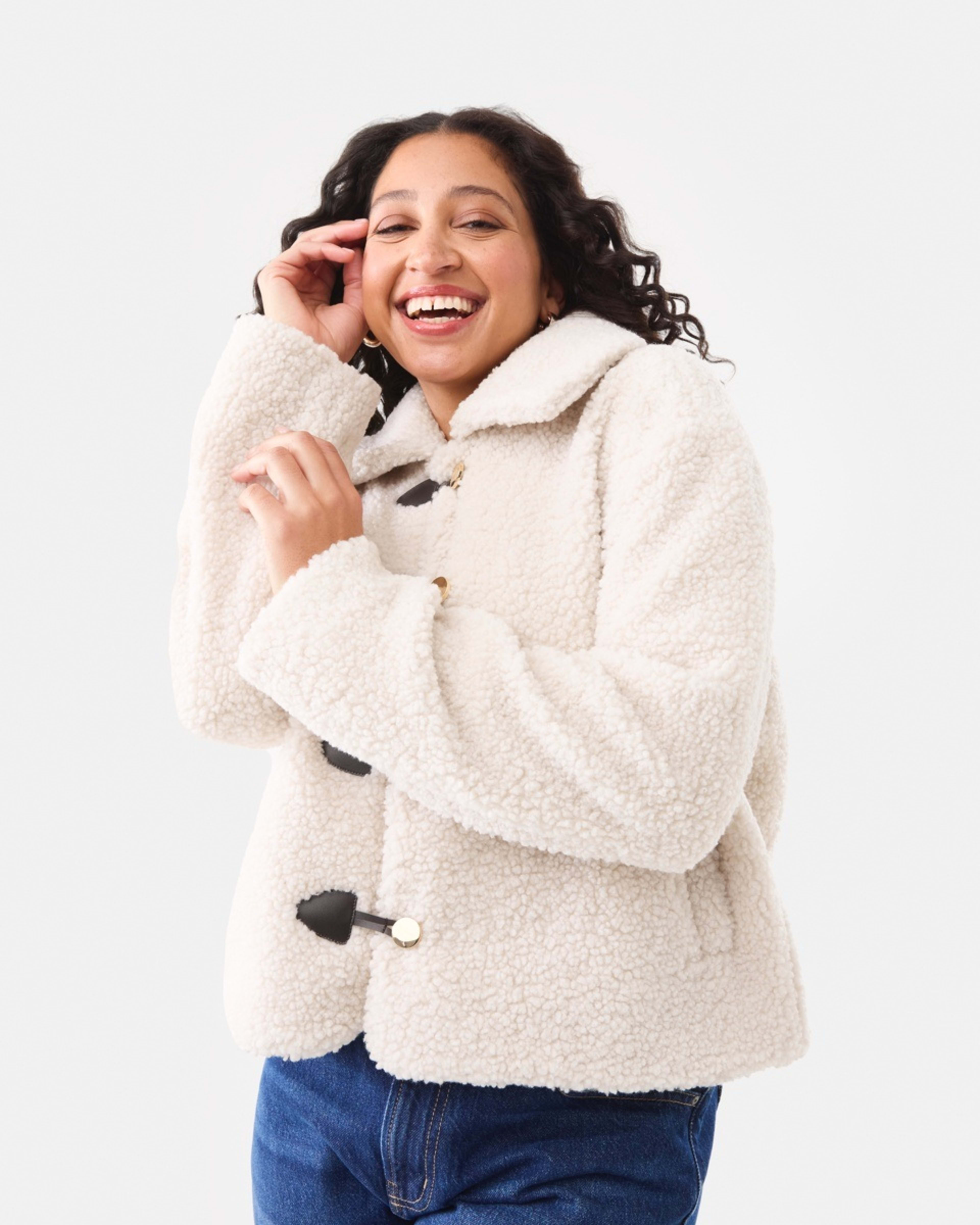 1 Trim Teddy Jacket Ecru