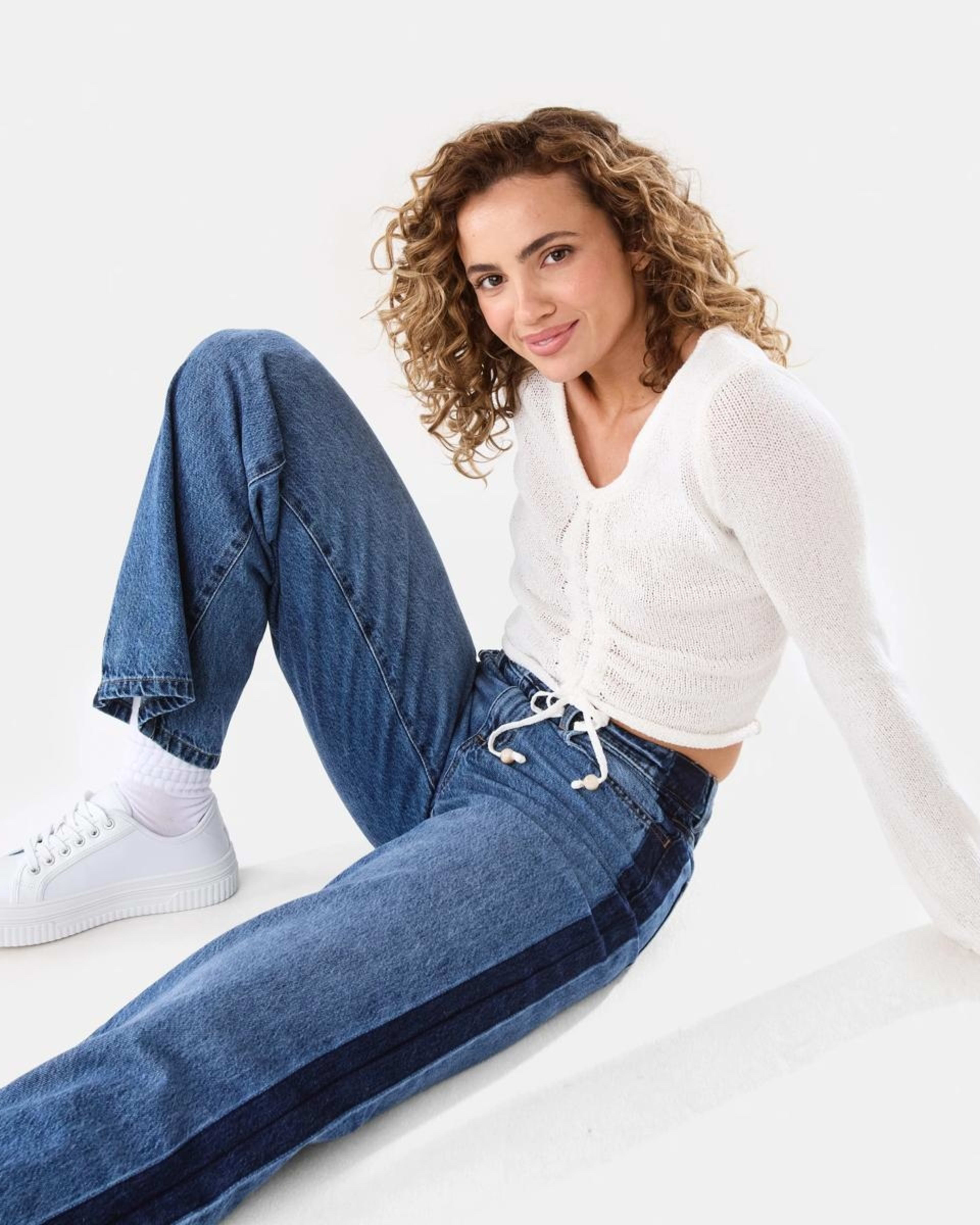 9 Side Stripe Wide Leg Jeans MID WASH, 9 of 10
