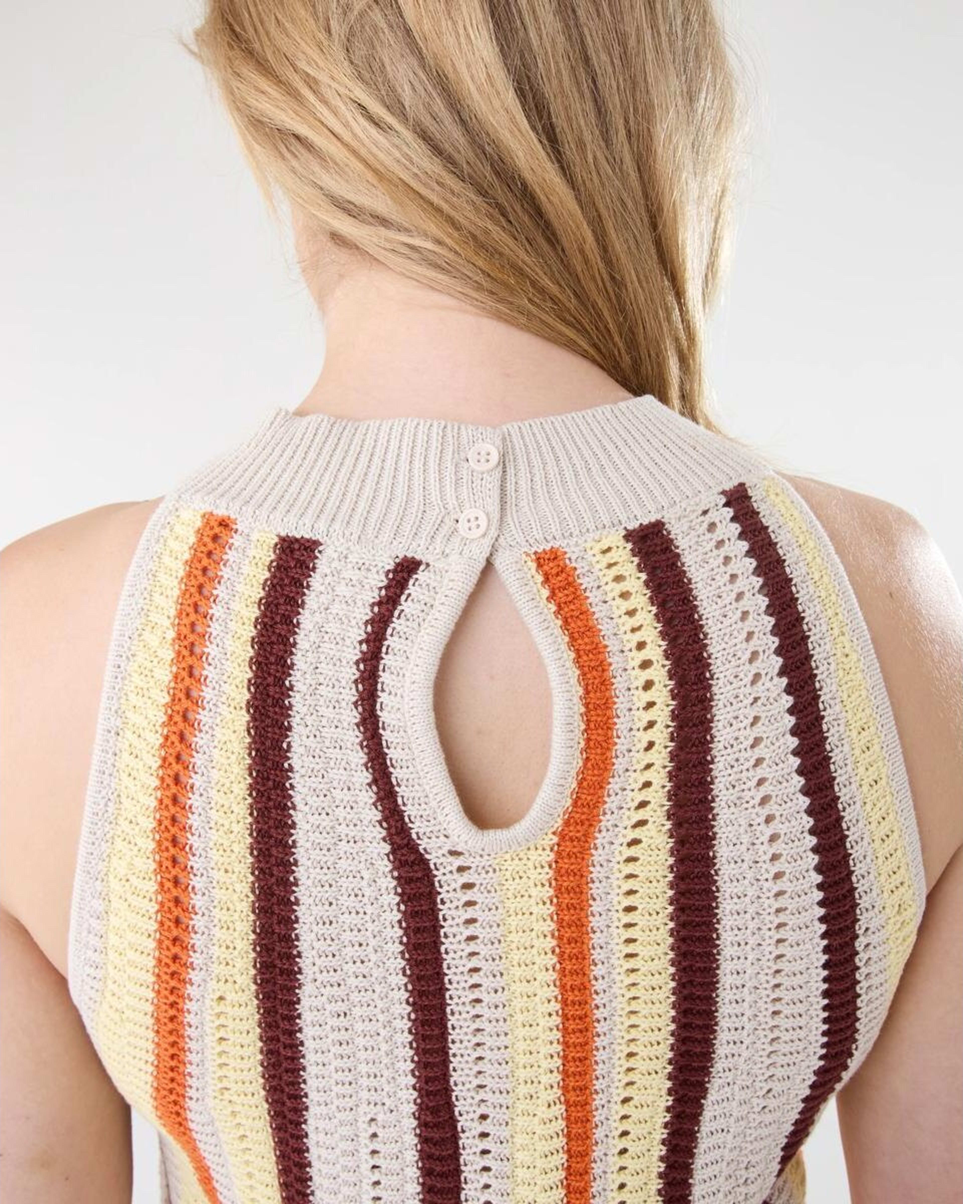 6 Sleeveless Crochet Mini Dress Multi Strp, 6 of 9