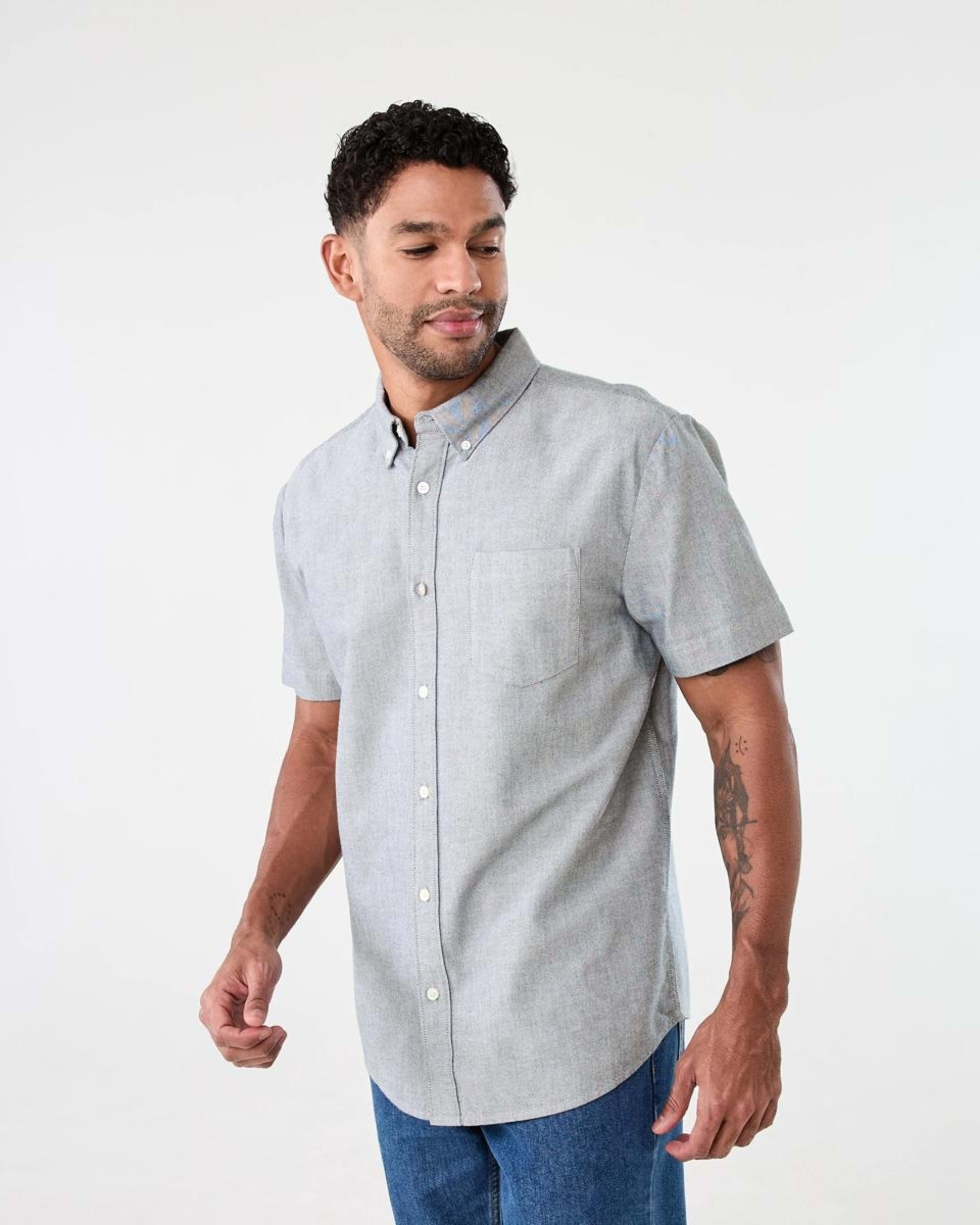 2 Short Sleeve Oxford Shirt GREY YD, 2 of 6