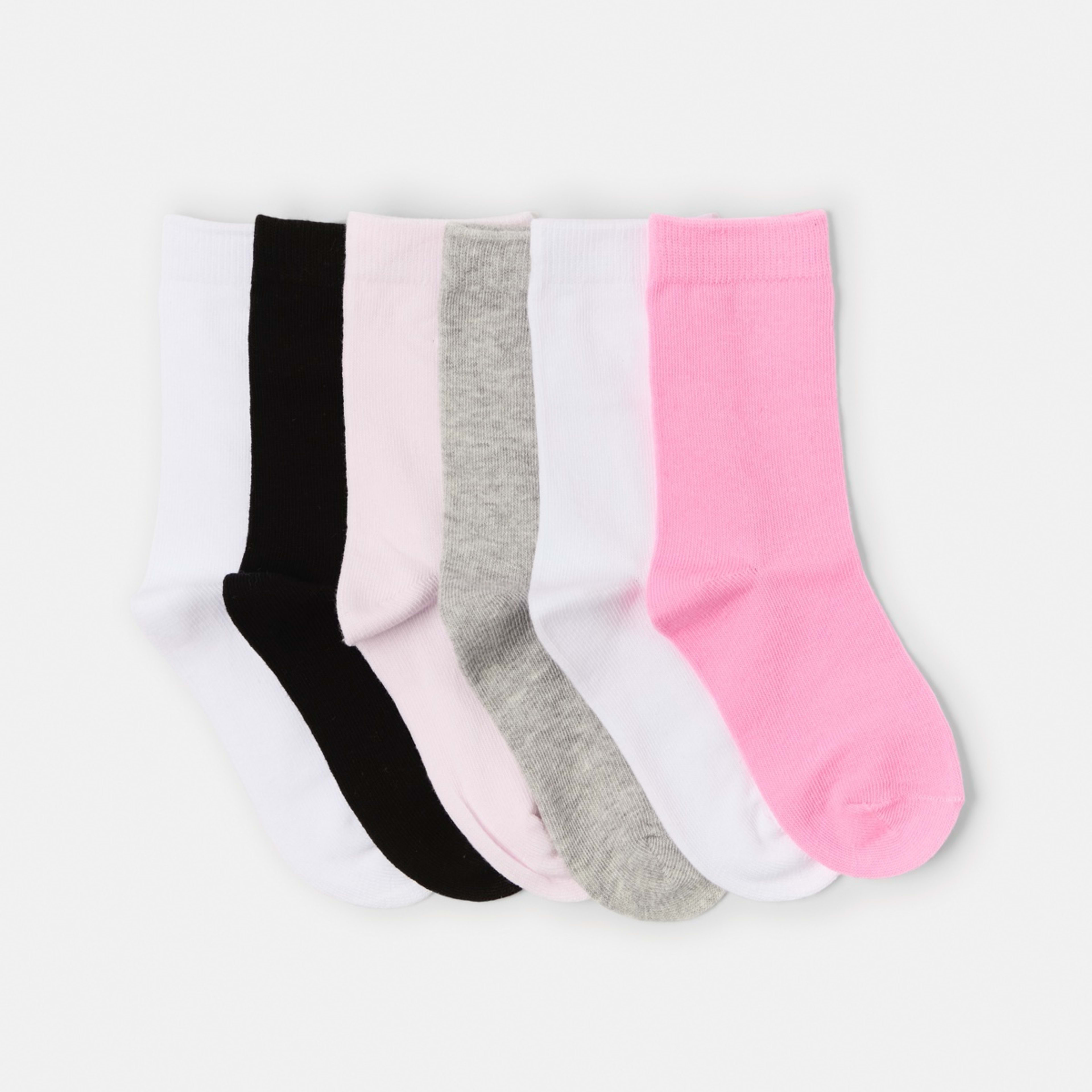 1 7 Pack Crew Socks Casual Pink Multi Pack, 1 of 3