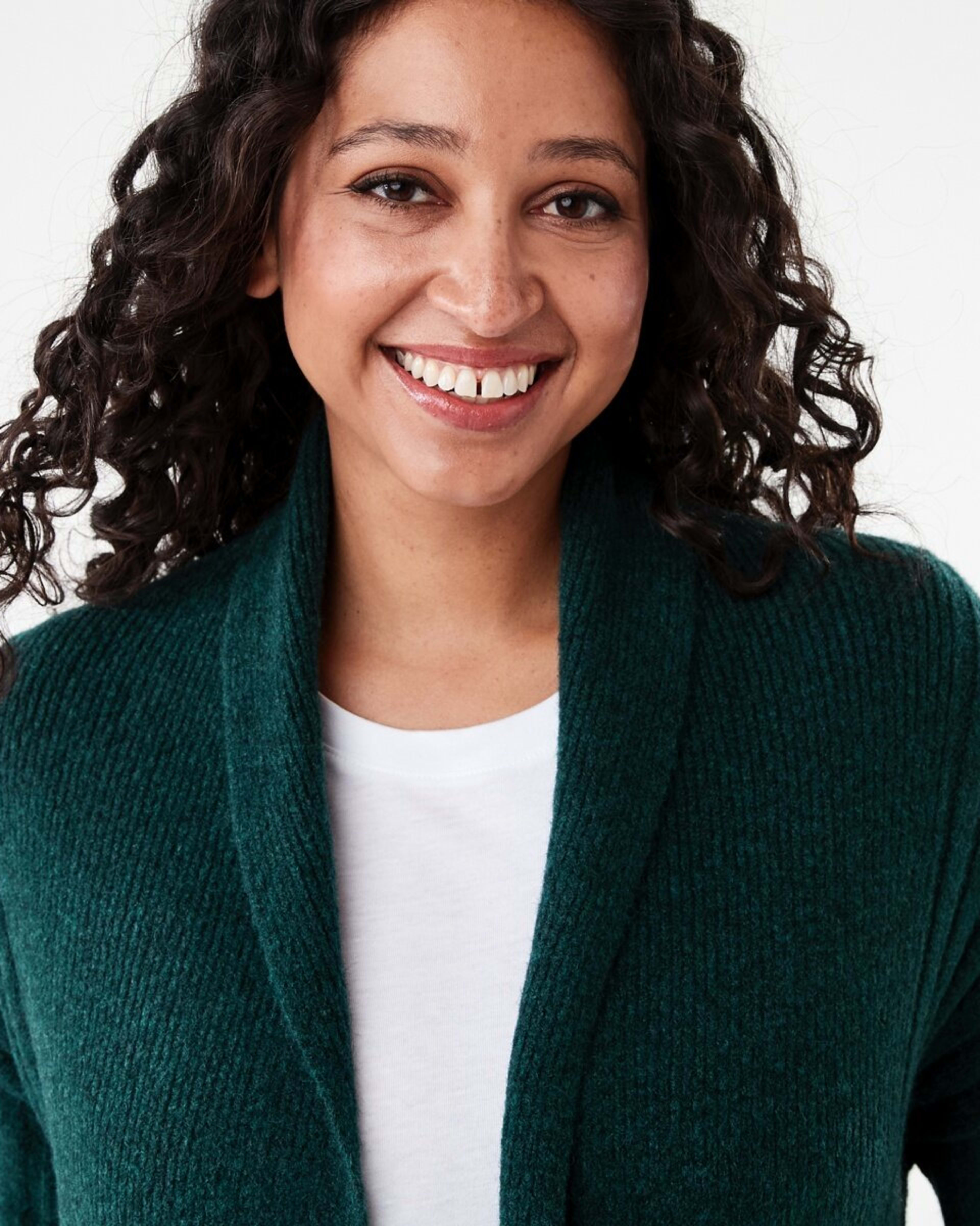 4 Longline Rib Cardigan Green Marl, 4 of 6