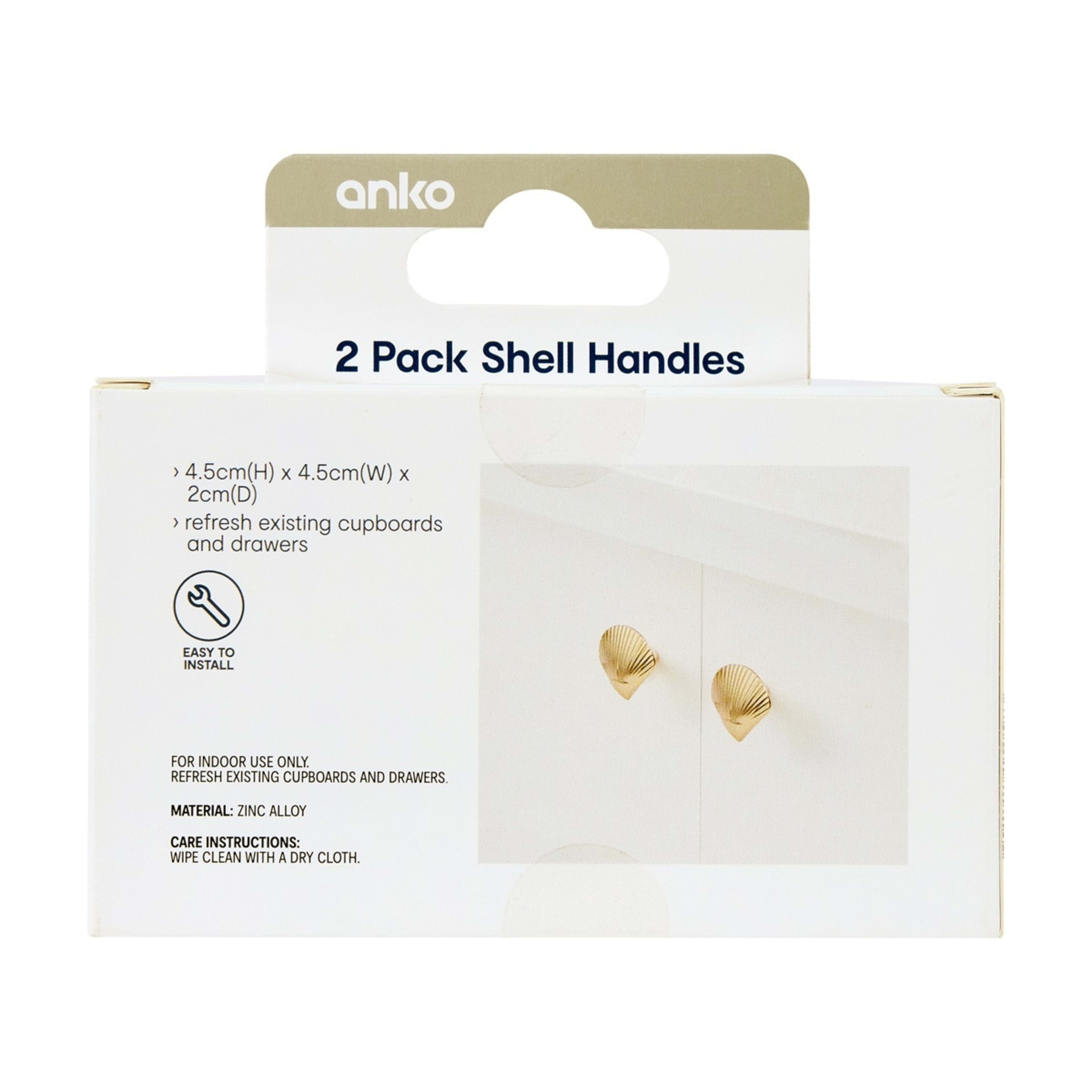 6 2 Pack Shell Handles - Gold Look, 6 of 6
