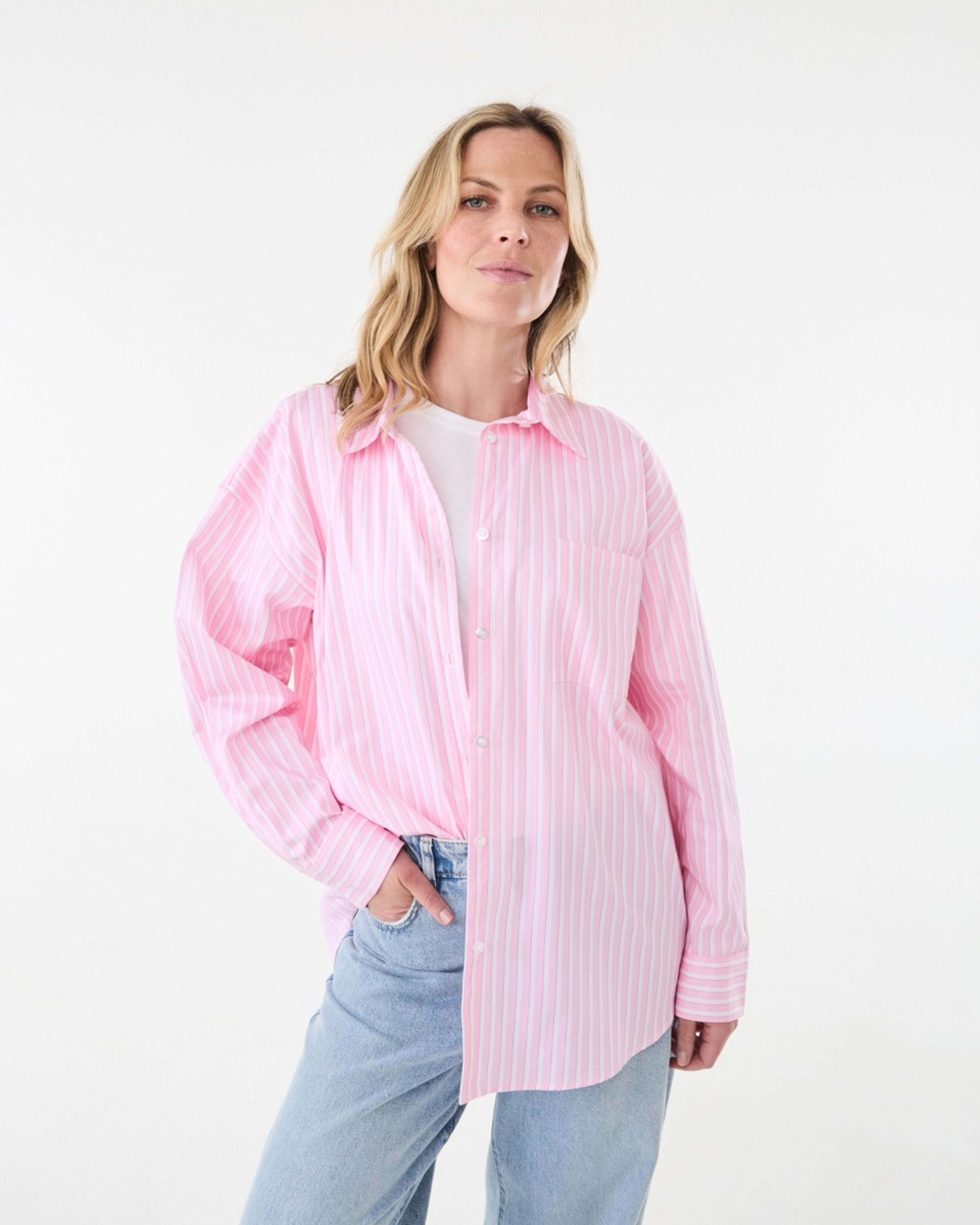 2 Long Sleeve Boyfriend Shirt Pink Strp, 2 of 8