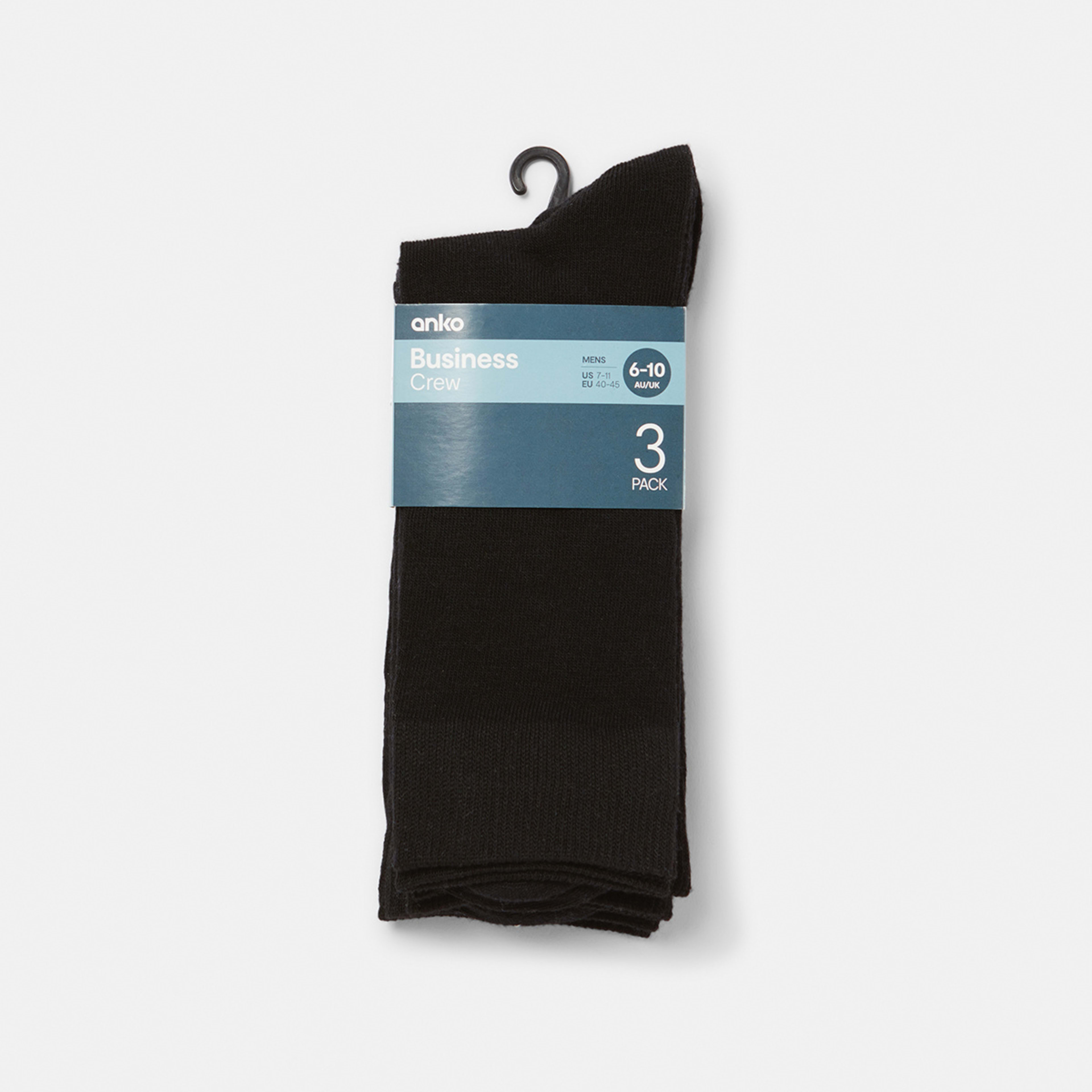 3 3 Pack Business Socks Black, 3 of 3