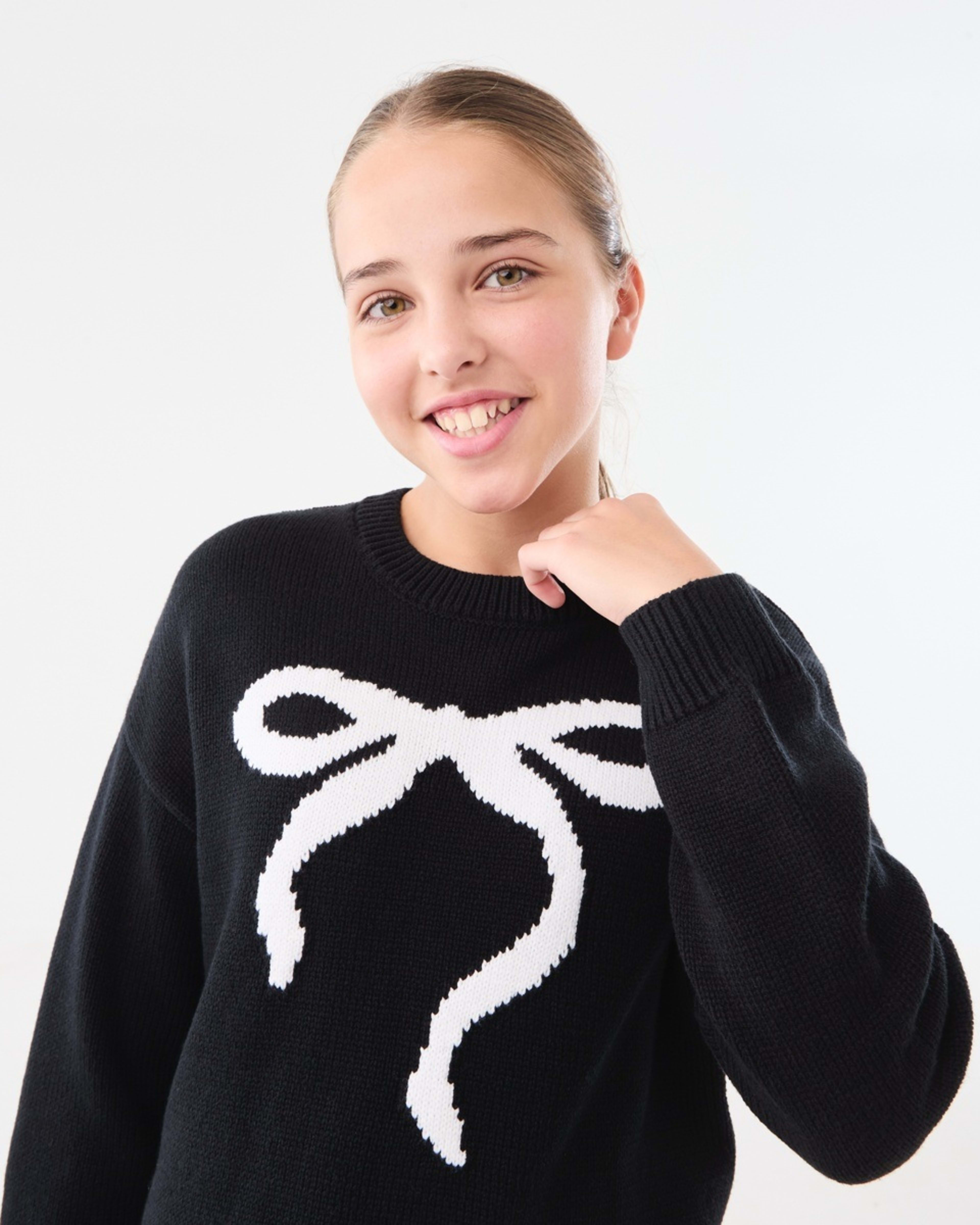 3 Bow Knit Jumper Black, 3 of 8