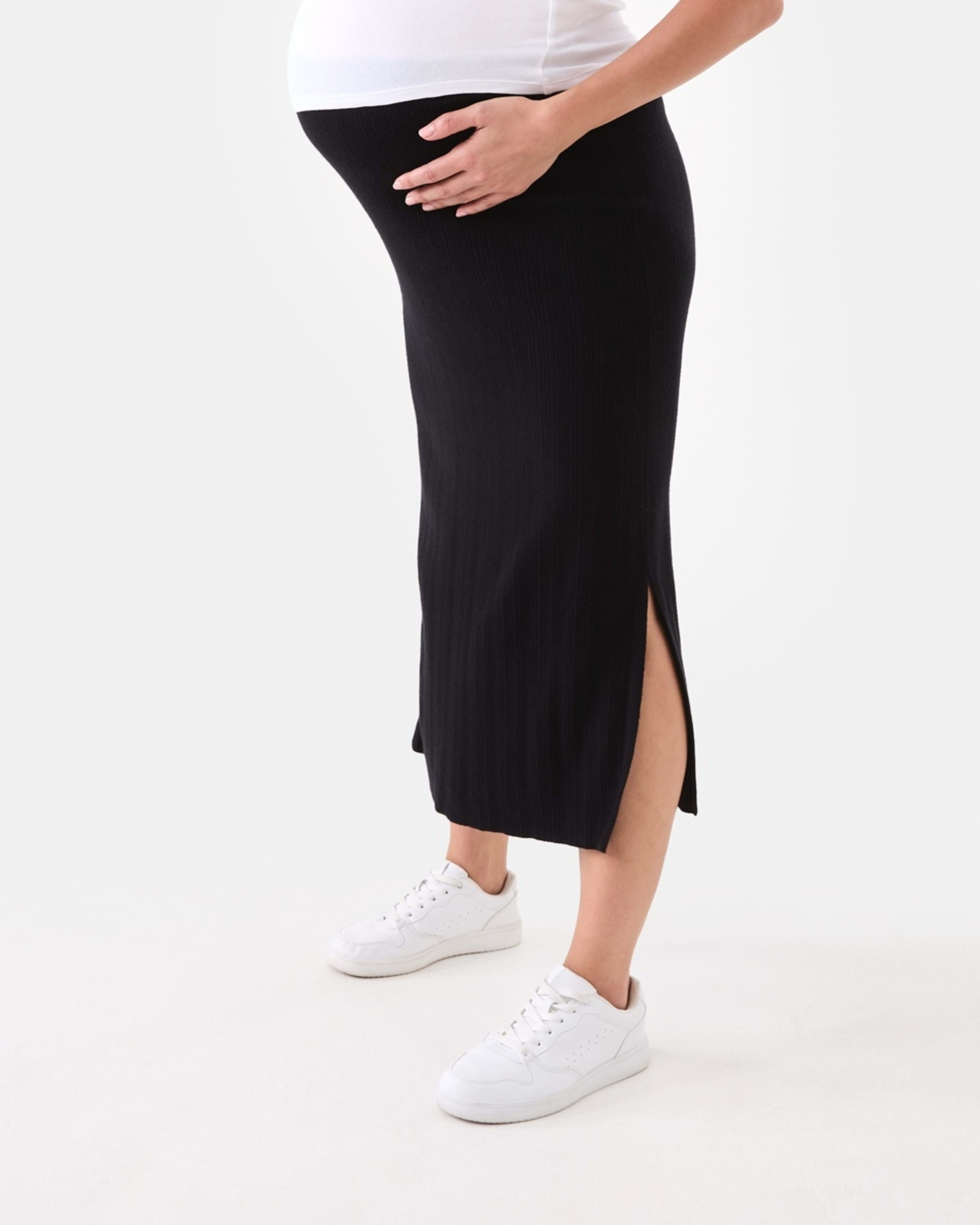 2 Maternity Rib Column Skirt Black, 2 of 5