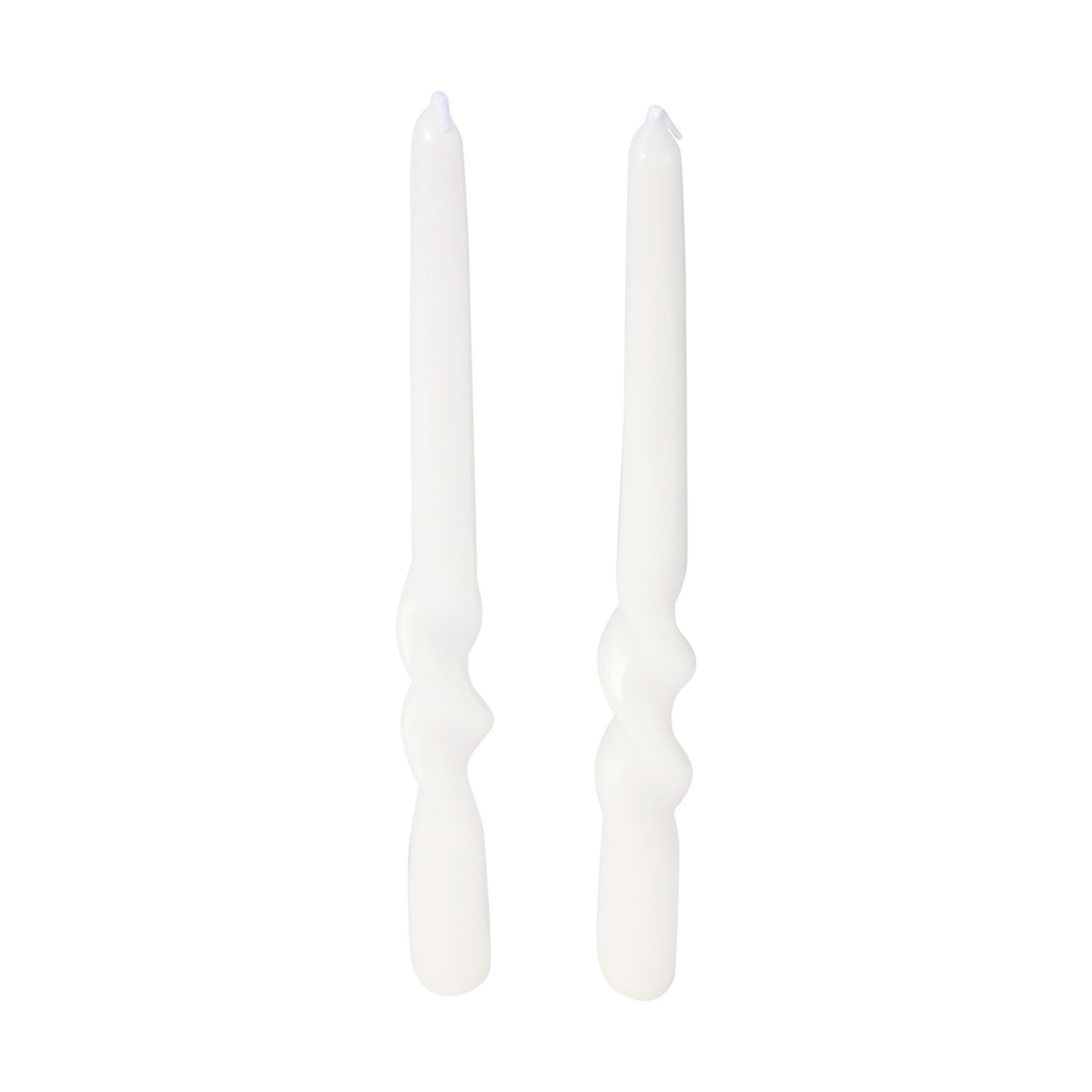 1 2 Pack Twist White Taper Candles, 1 of 6