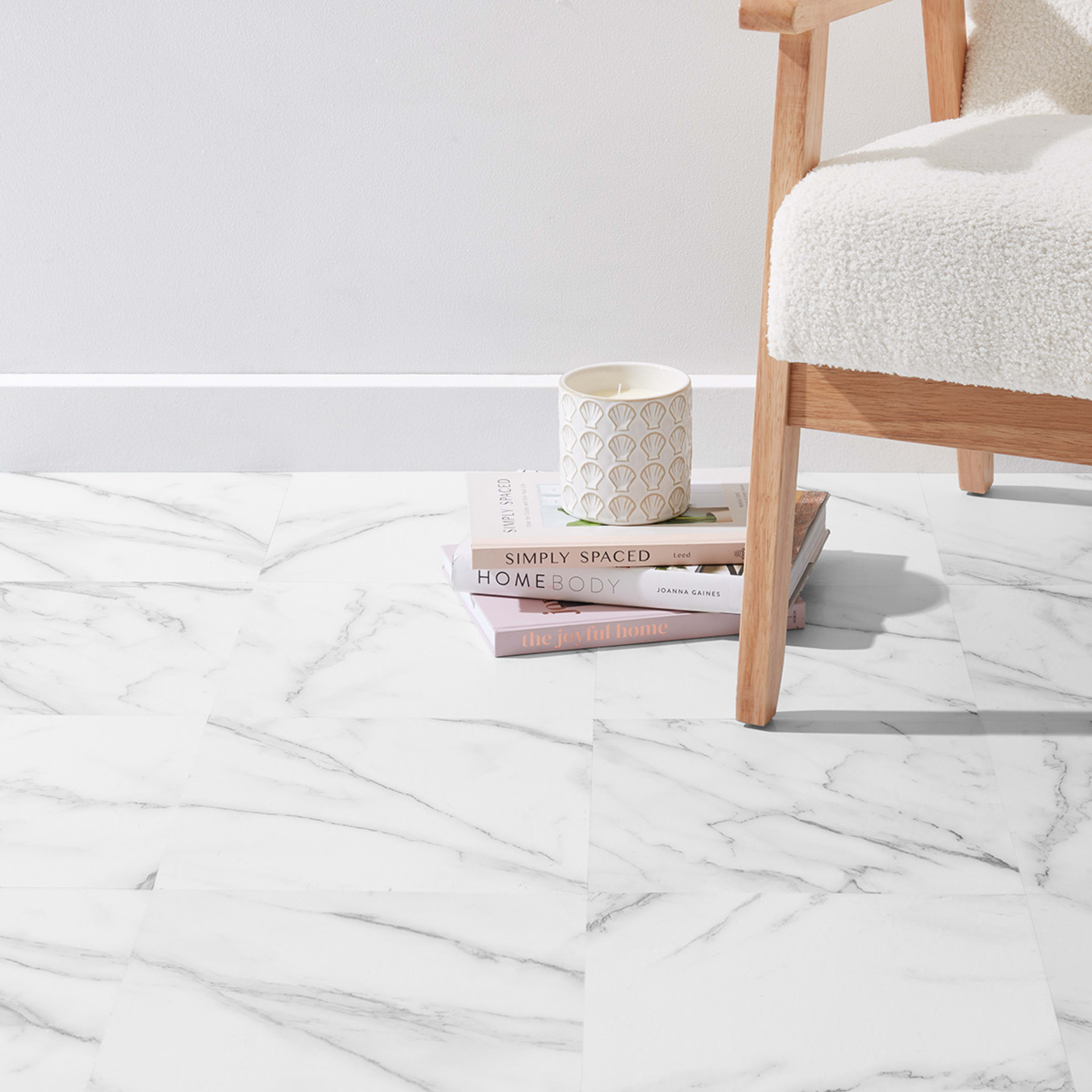 1 8 Pack Vinyl Floor Tiles - Marble Look