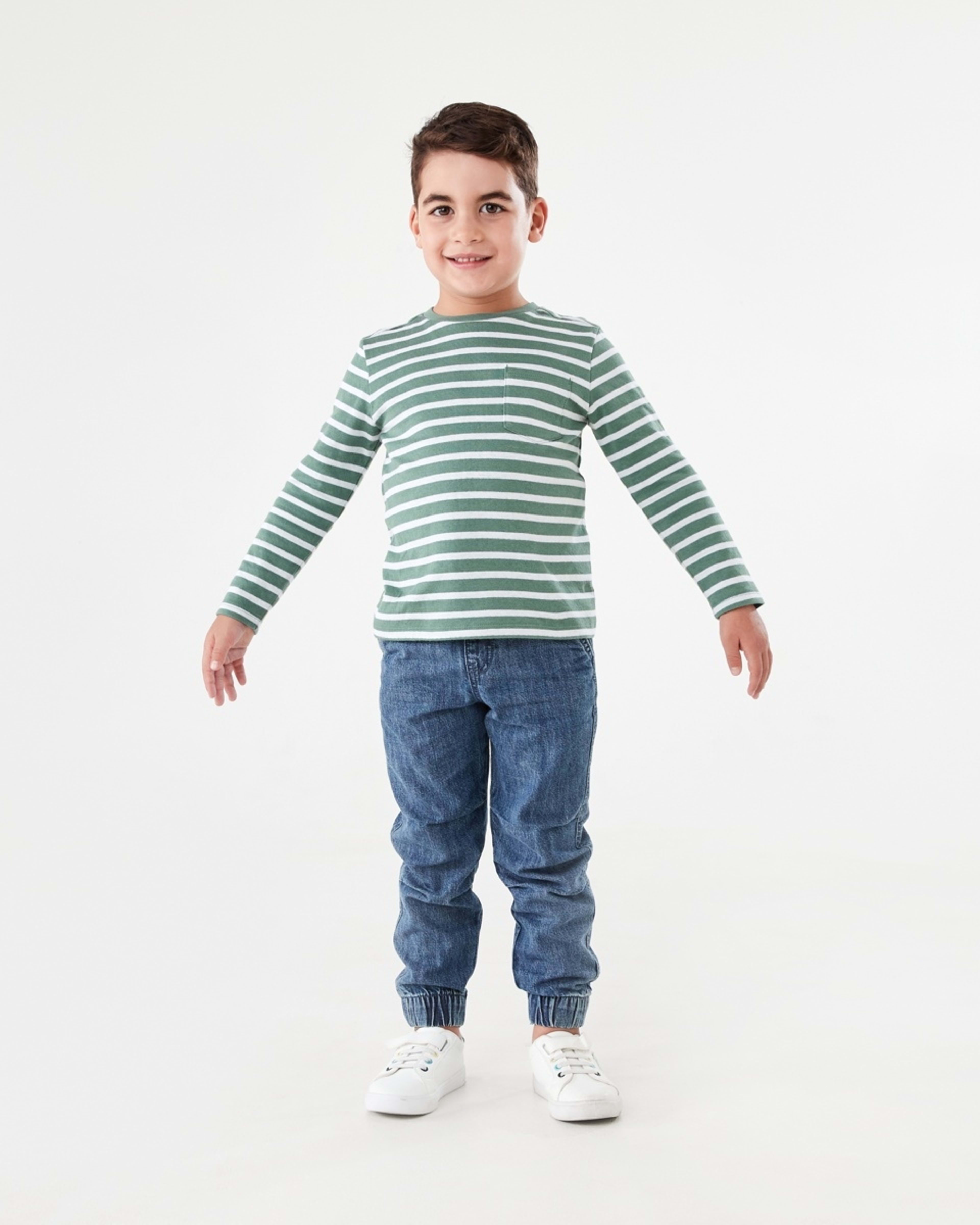 6 Double Cloth Stripe T-shirt Stripe Pine Green, 6 of 9