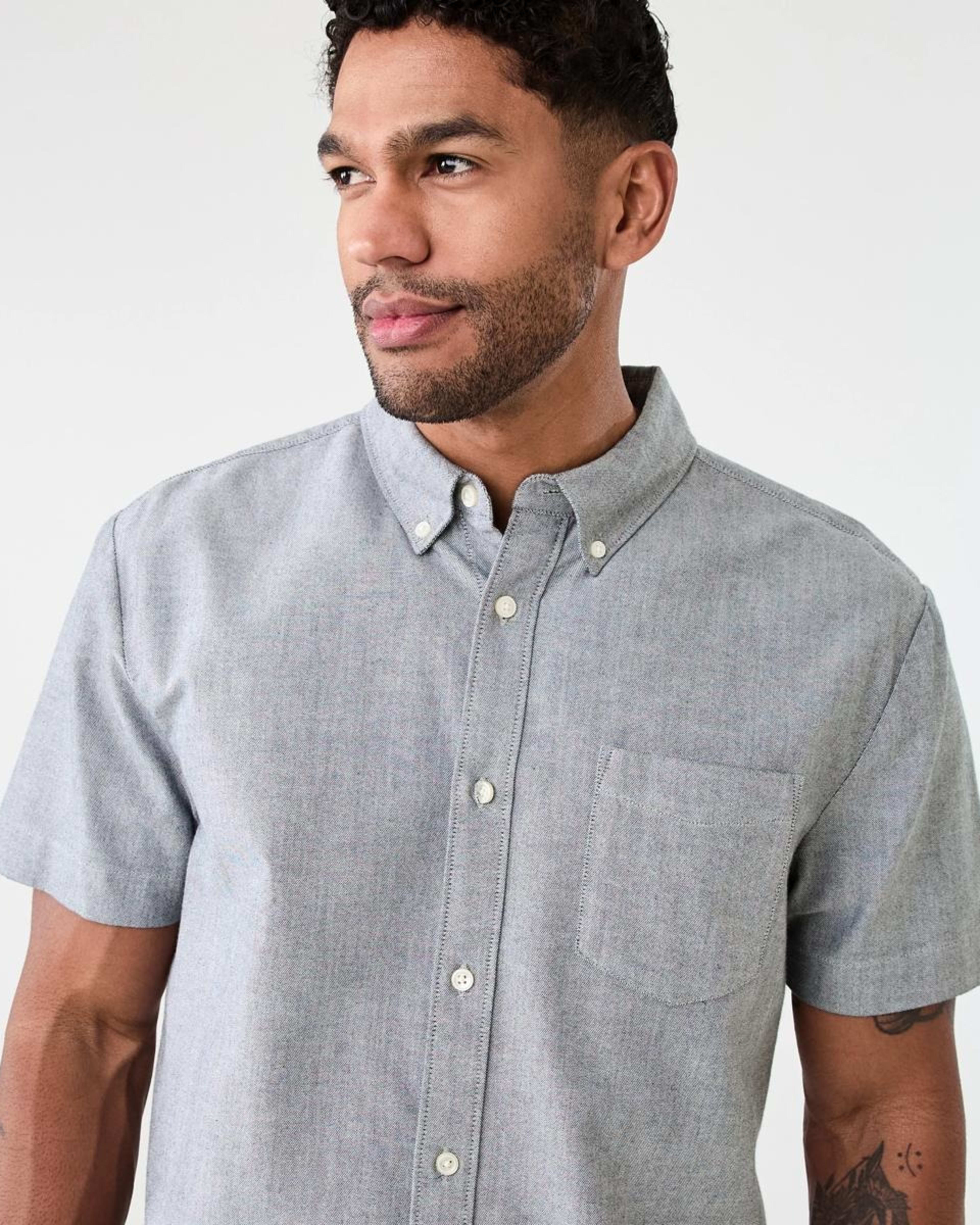 4 Short Sleeve Oxford Shirt GREY YD, 4 of 6