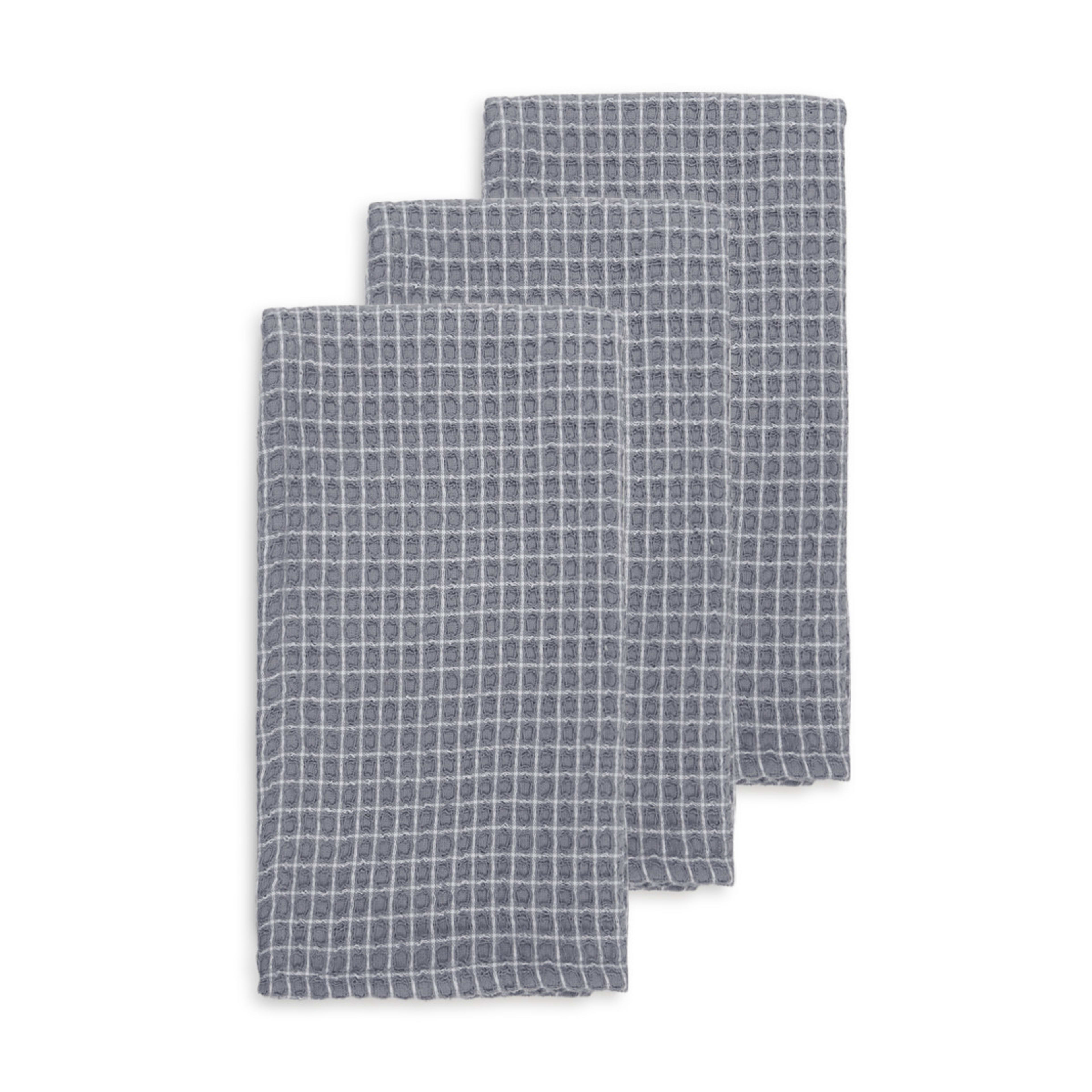 1 3 Pack Grey Waffle Tea Towels, 1 of 6