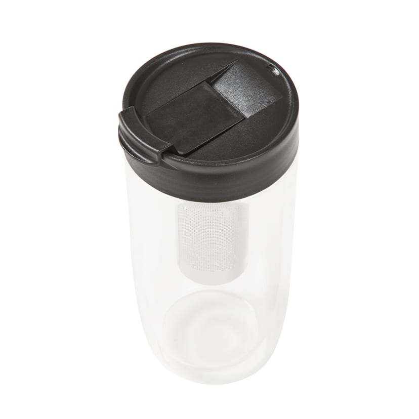 600ml Black Double Wall Reusable Travel Cup with Infuser Kmart