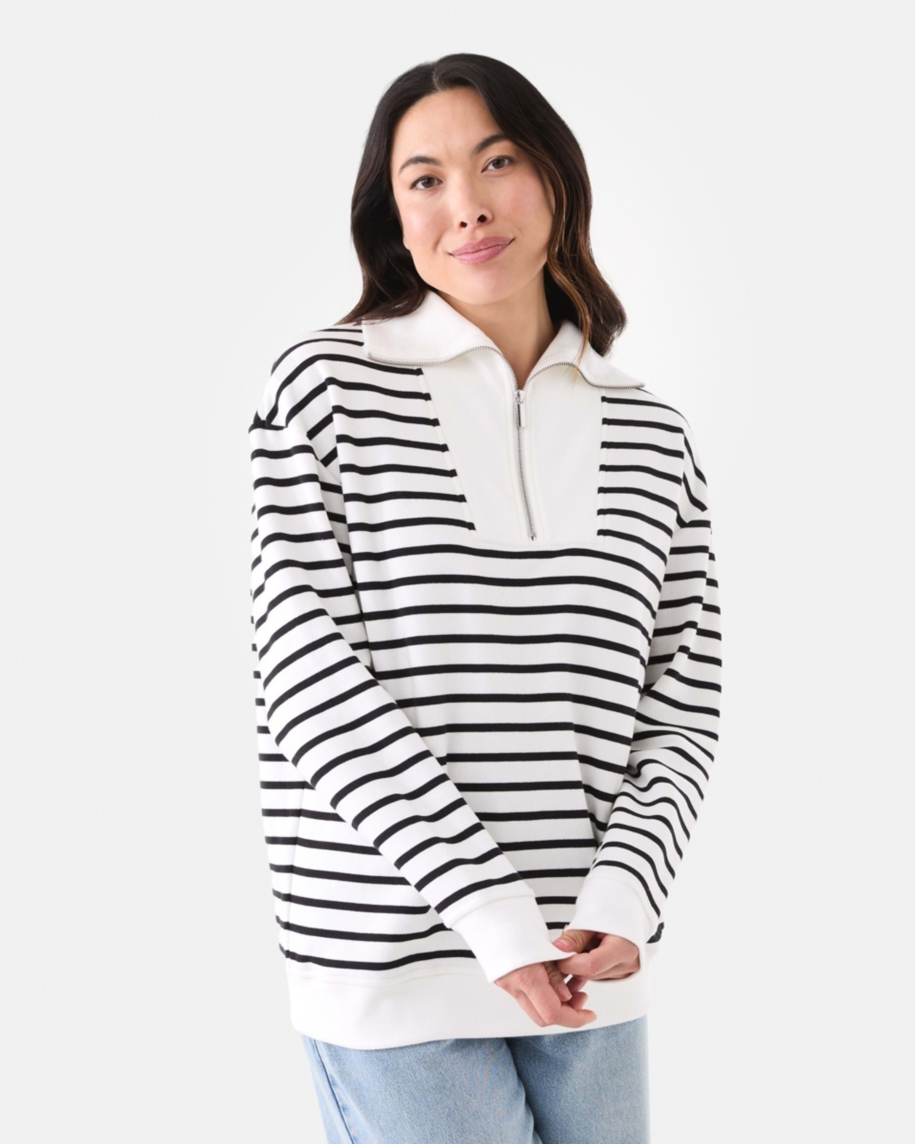 1 Long Sleeve Quarter Zip Sweatshirt Lucy Str W, 1 of 5