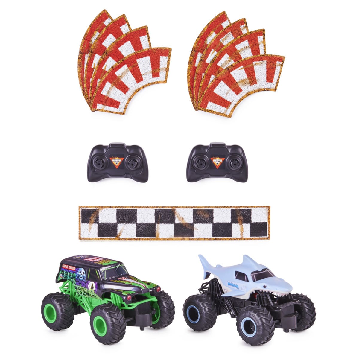 2 Pack Monster Jam Full Function Remote Control 2.4GHz Grave Digger vs