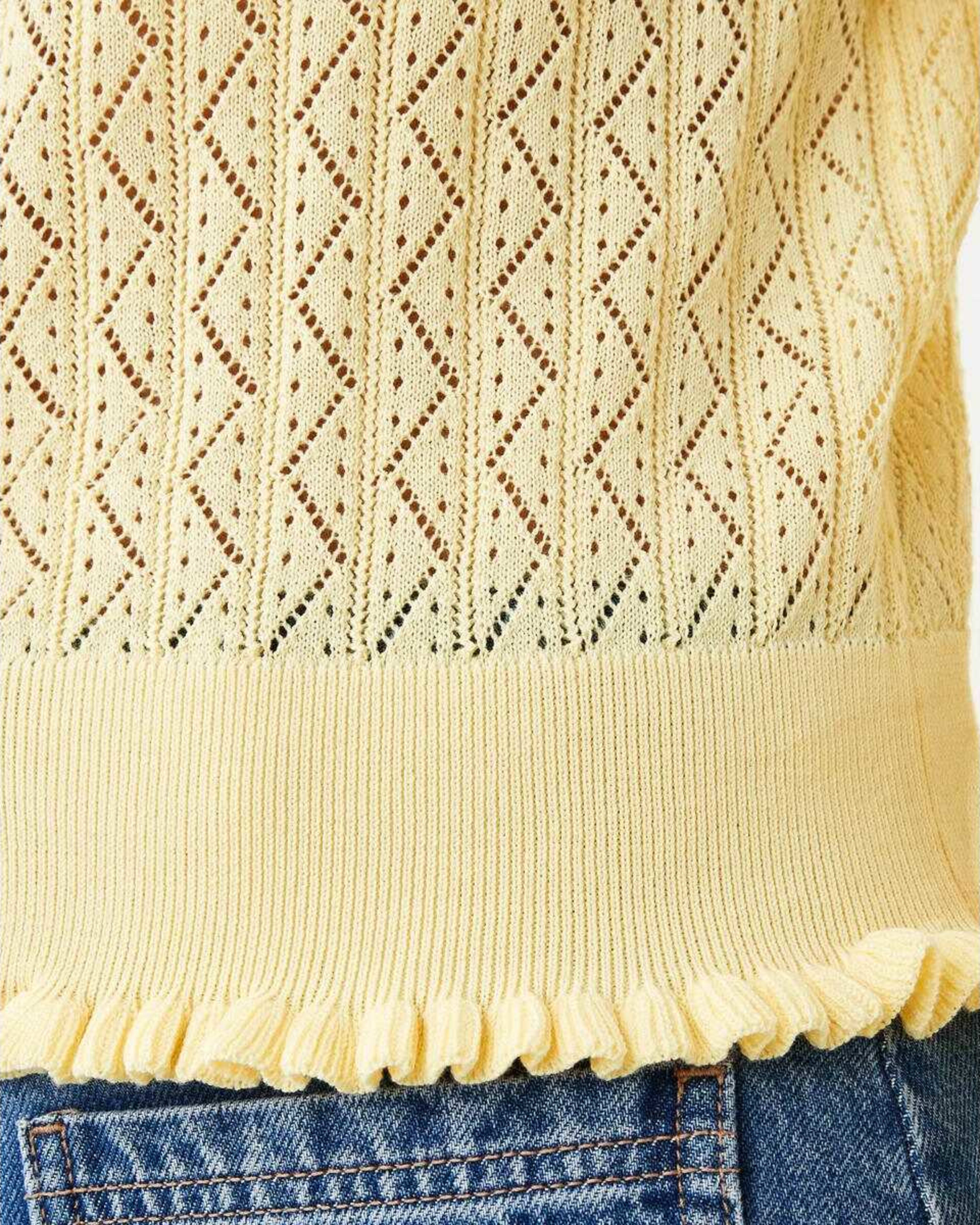 8 Pointelle Cardigan Fln Yellow, 8 of 8