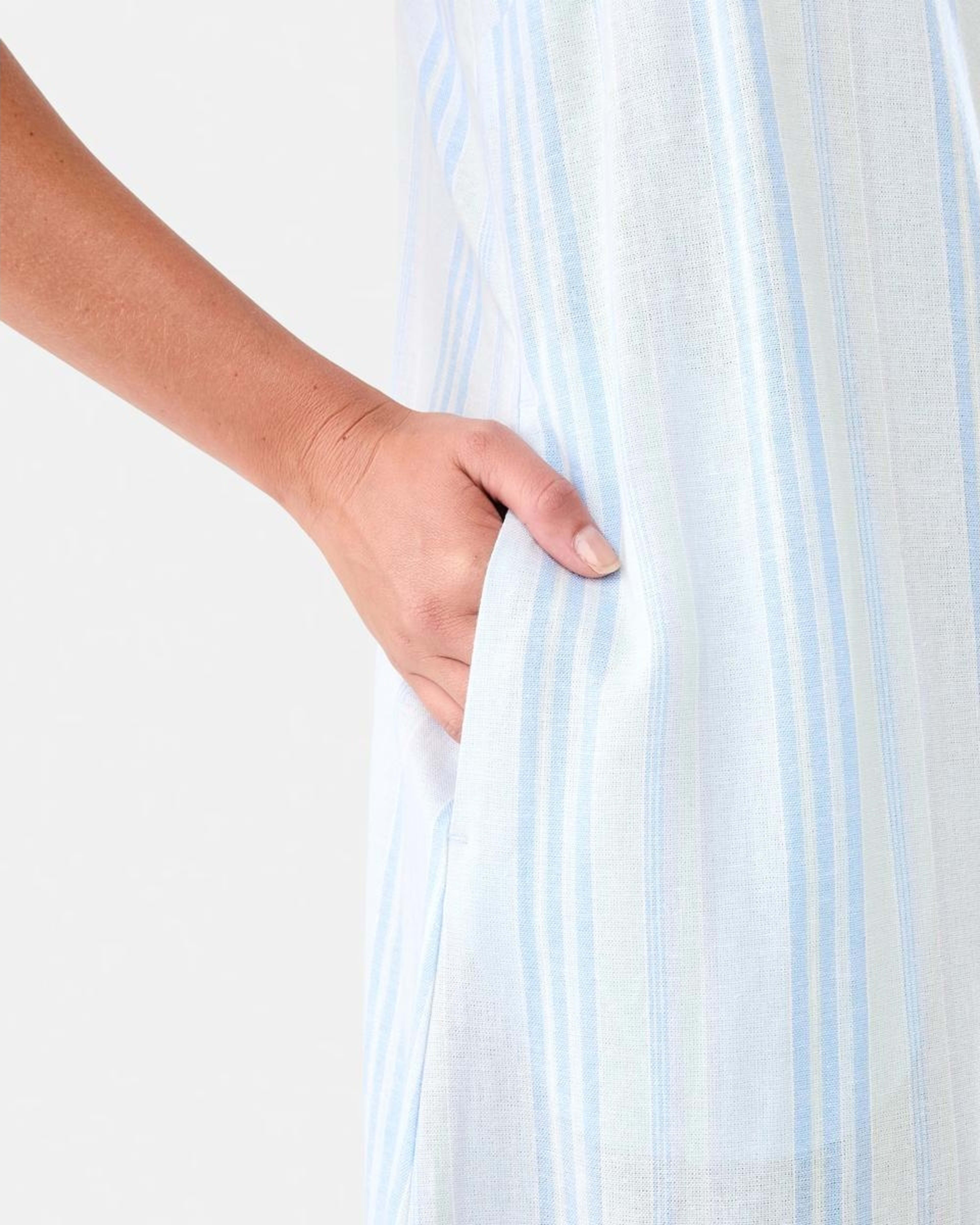 7 Sleeveless V-Neck Linen Blend Midi Dress Strp Spun, 7 of 7