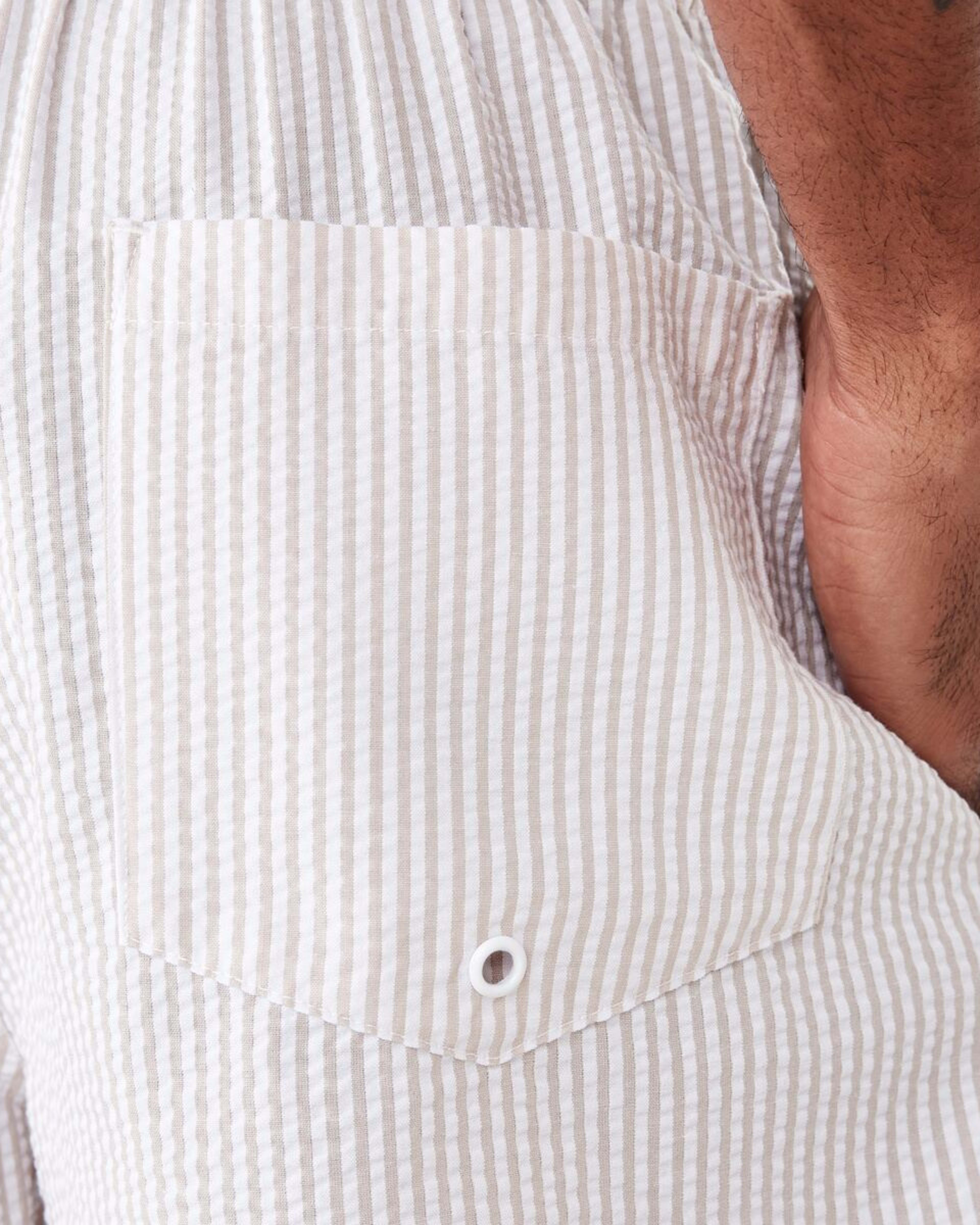 6 Seersucker Boardshorts Beige Stripe, 6 of 7