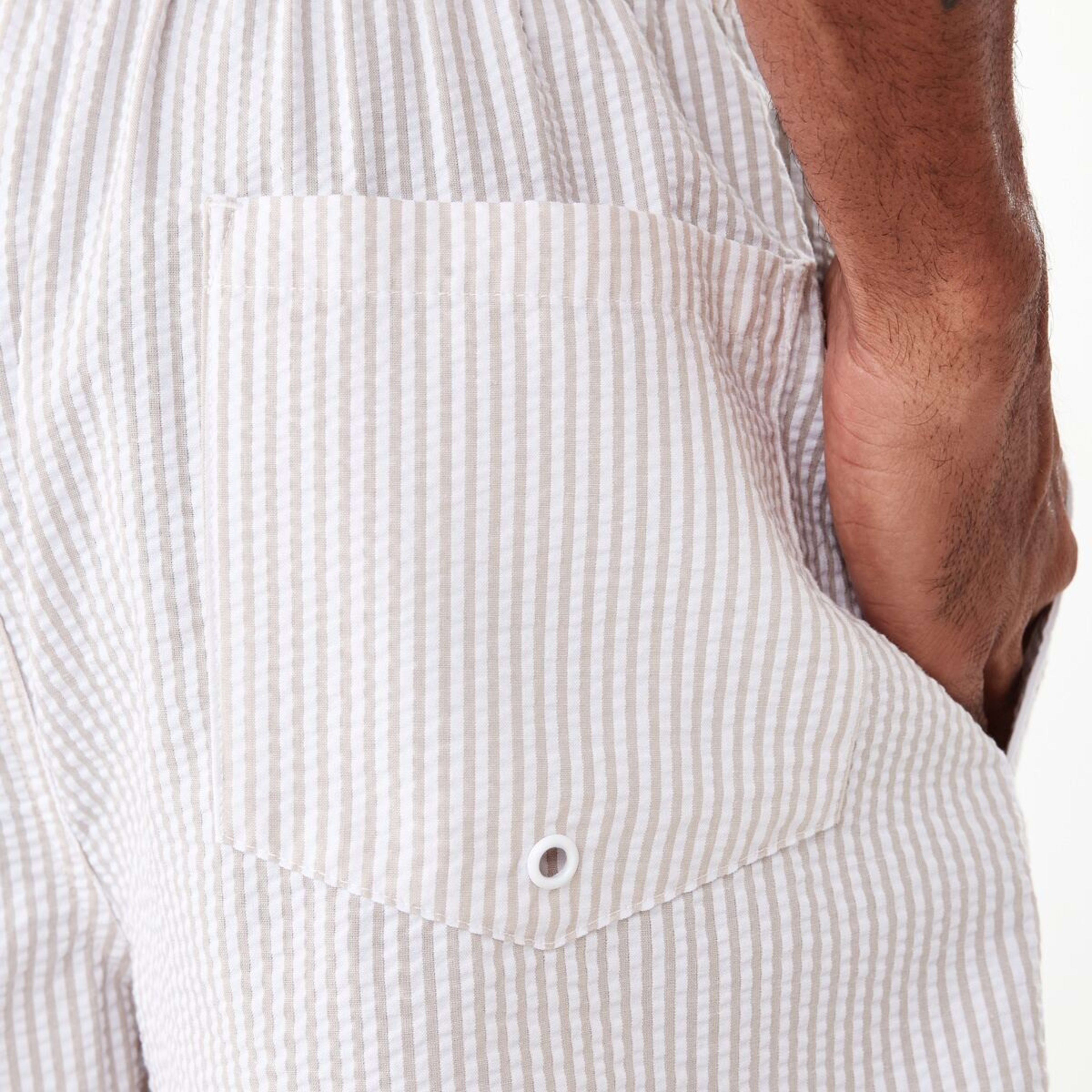 6 Seersucker Boardshorts Beige Stripe, 6 of 7