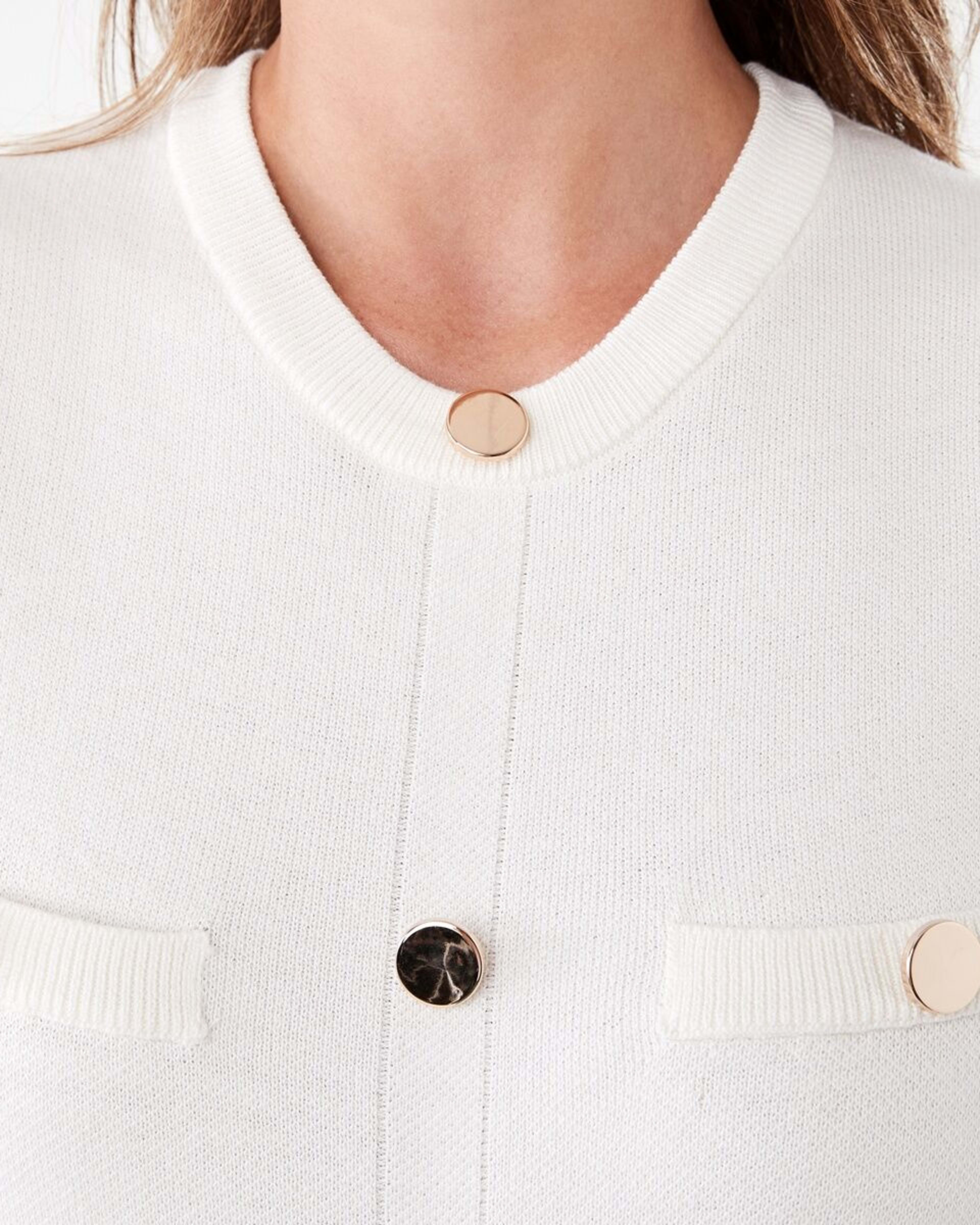 5 Sleeveless Button Knit Mini Dress Ecru, 5 of 8