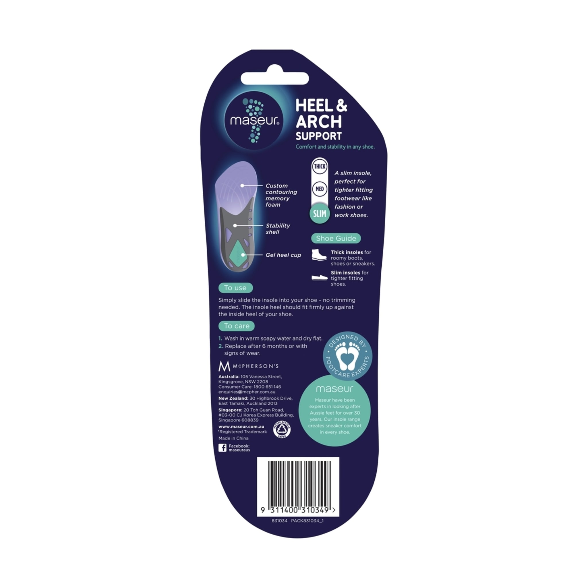 Footcare Maseur Heel and Arch Support Insoles Kmart