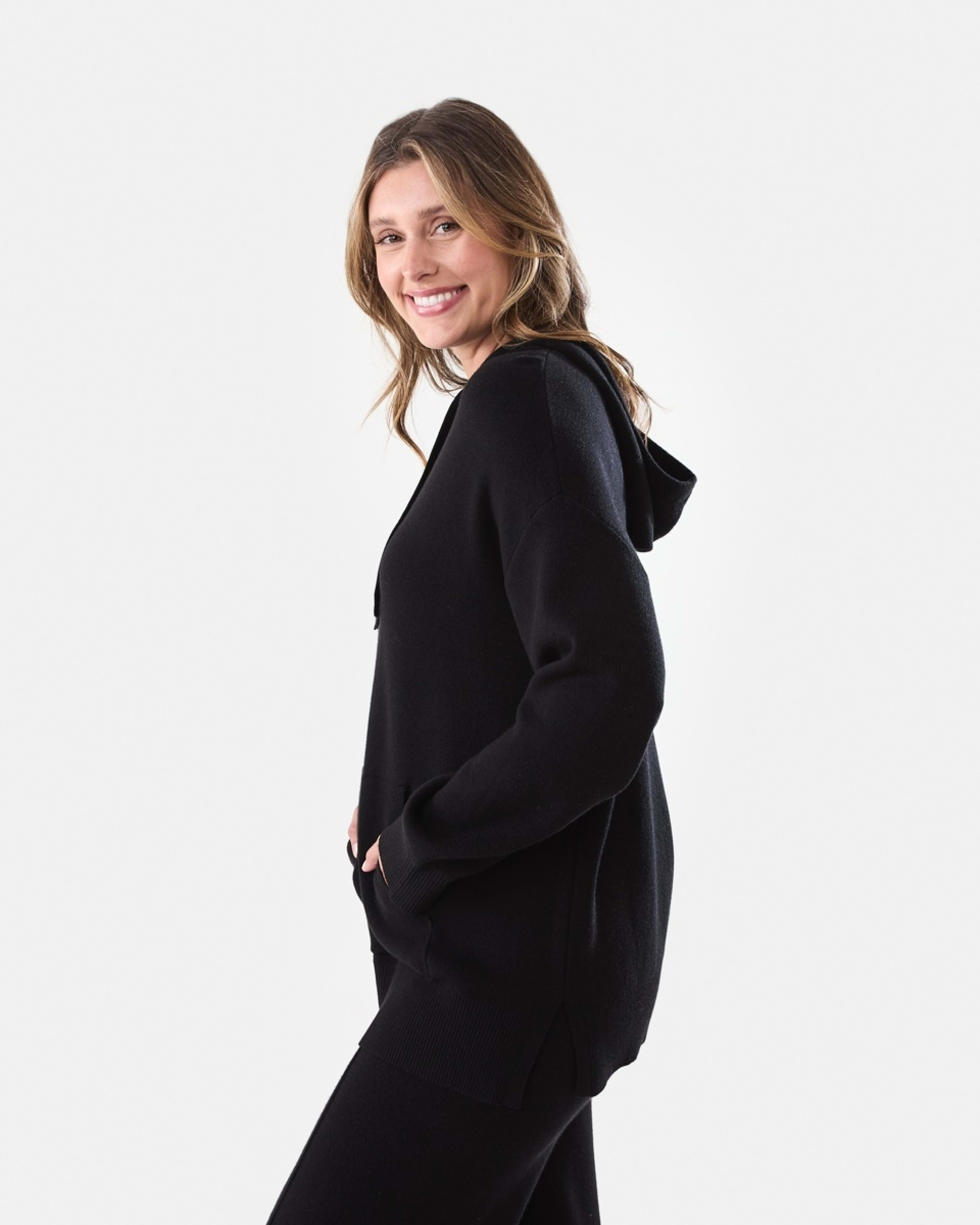 2 Compact Knit Hoodie Black, 2 of 8