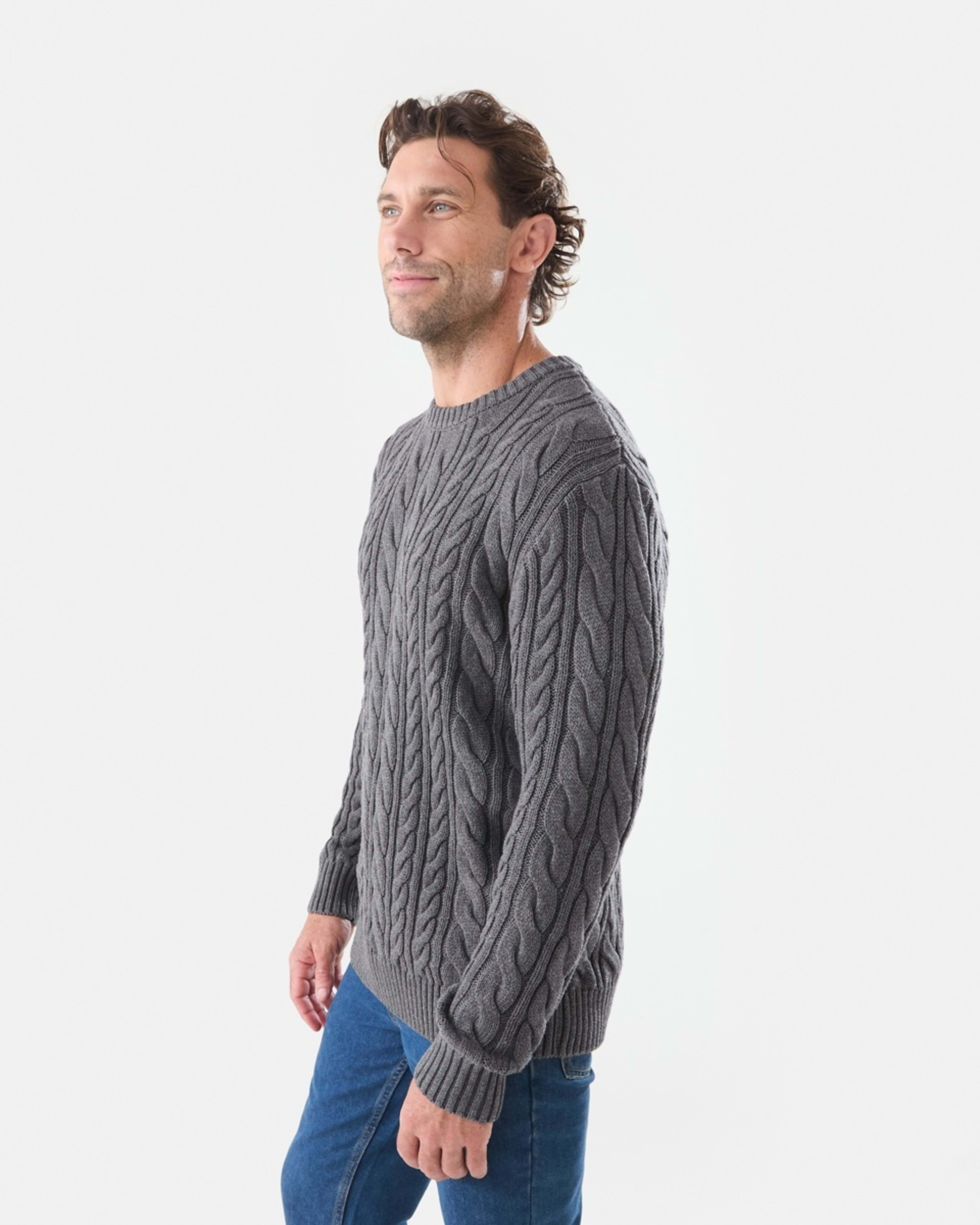2 Cable Knit Jumper Charcoal Marle, 2 of 5