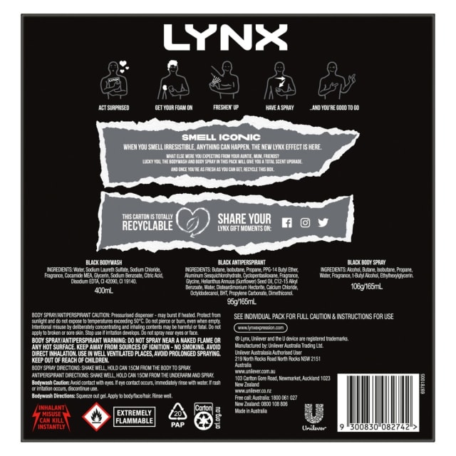 LYNX Black Trio Giftset Kmart