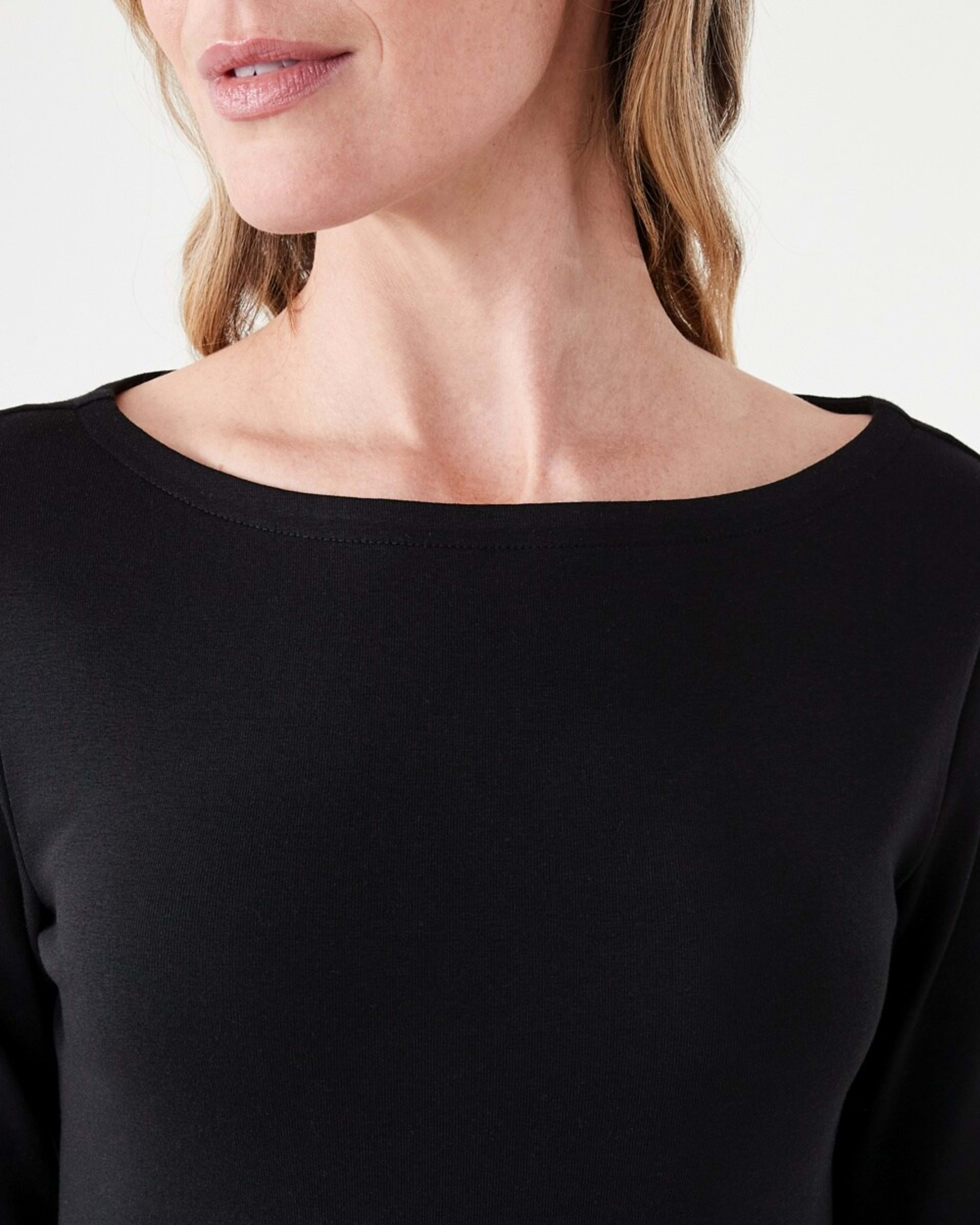 5 Long Sleeve Modal Boat Neck Top BLACK, 5 of 5