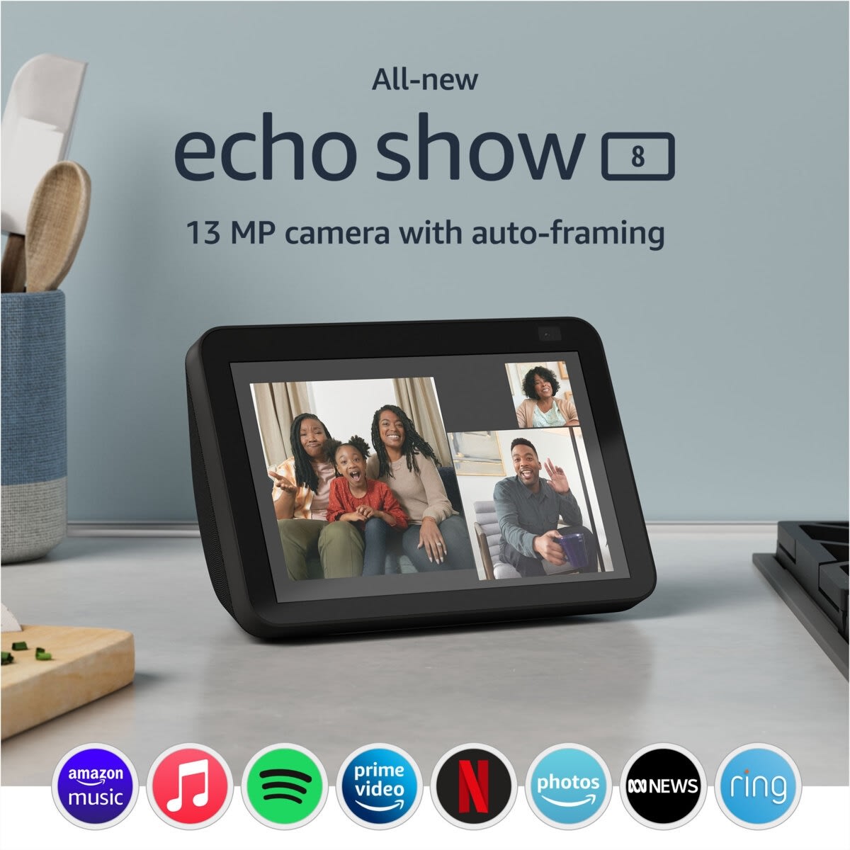 Echo Show 8 Gen2 HD Smart Display Charcoal Kmart