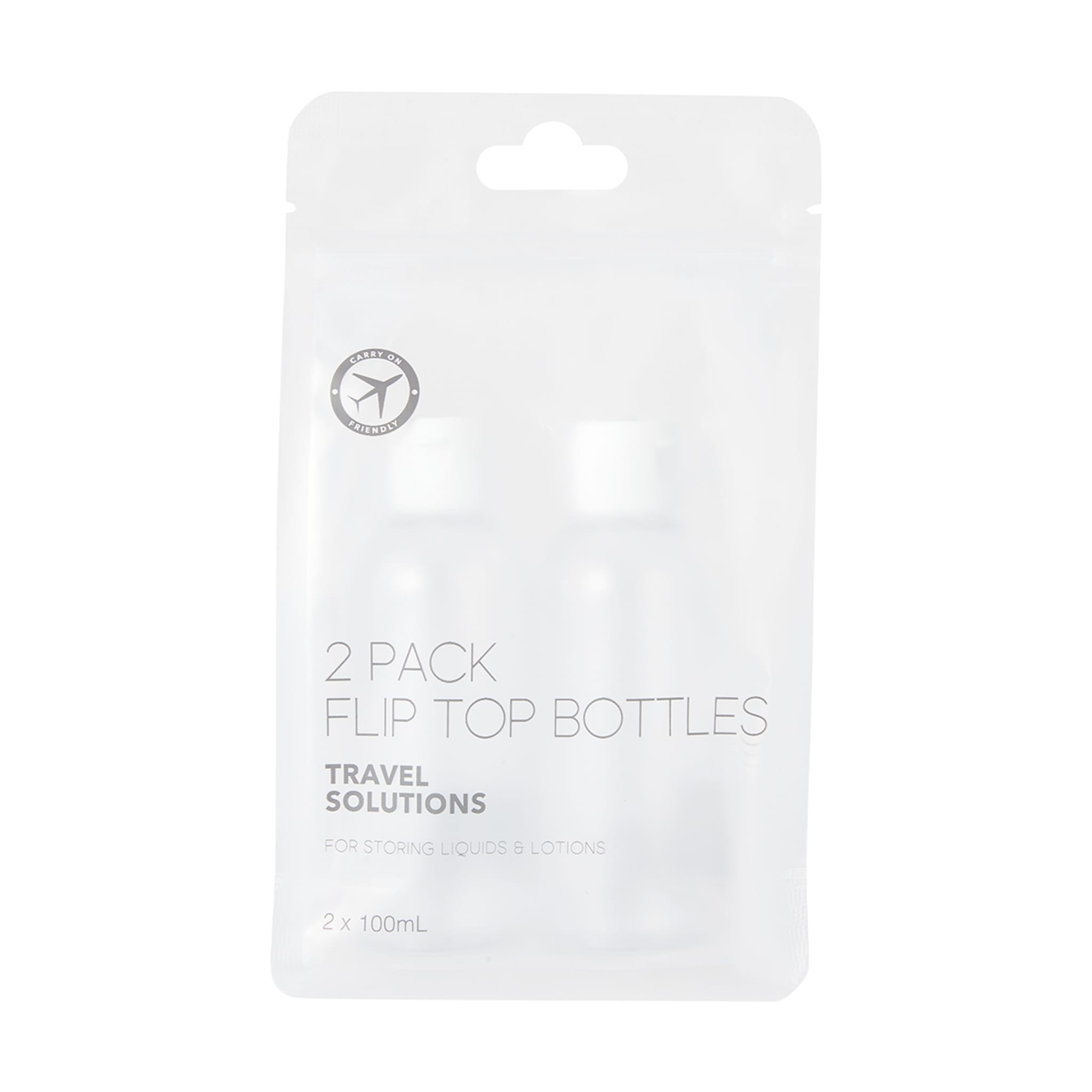 2 Pack Travel Solutions Flip Top Bottles Kmart NZ